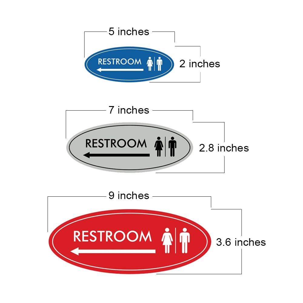 Oval Restroom Left Arrow Sign Black Gold Medium 1 Pack Business Office Decor