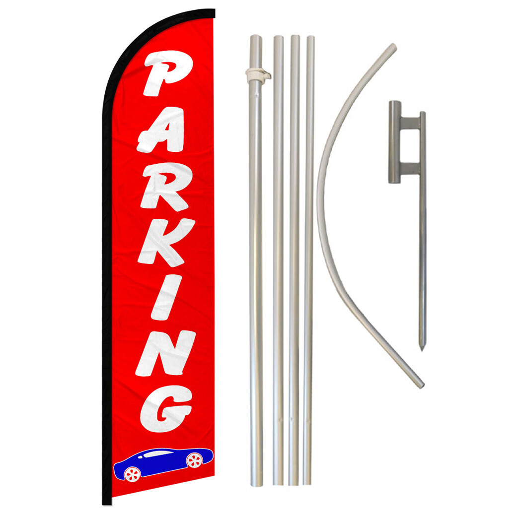 Event Signs Full Curve Windless Swooper Flag Pole Kit ATM Exit Parking