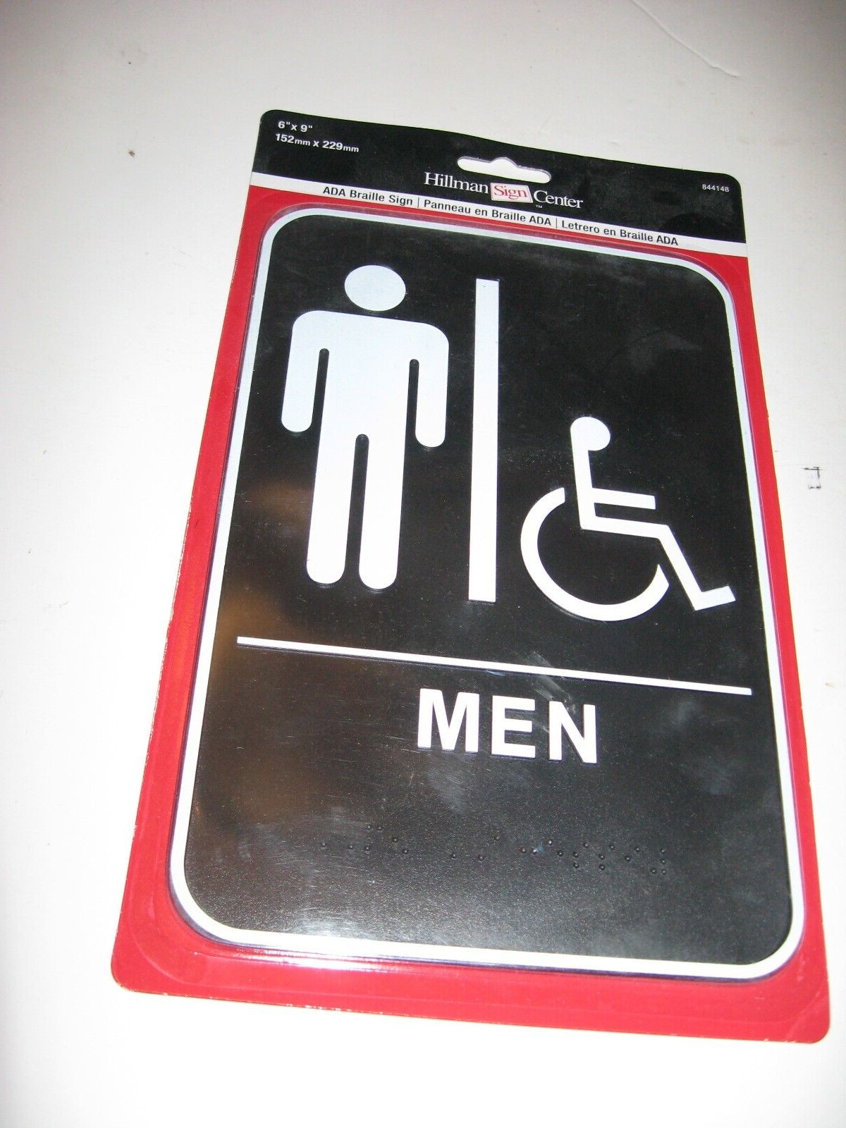 2 Signs Women/Men Handicapped Restroom Sign with Braille 6&Prime; X 9&Prime; Hillman NEW