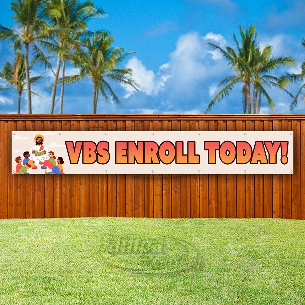 VBS ENROLL TODAY Advertising Bible School Vinyl Banner Flag Sign USA XL01748