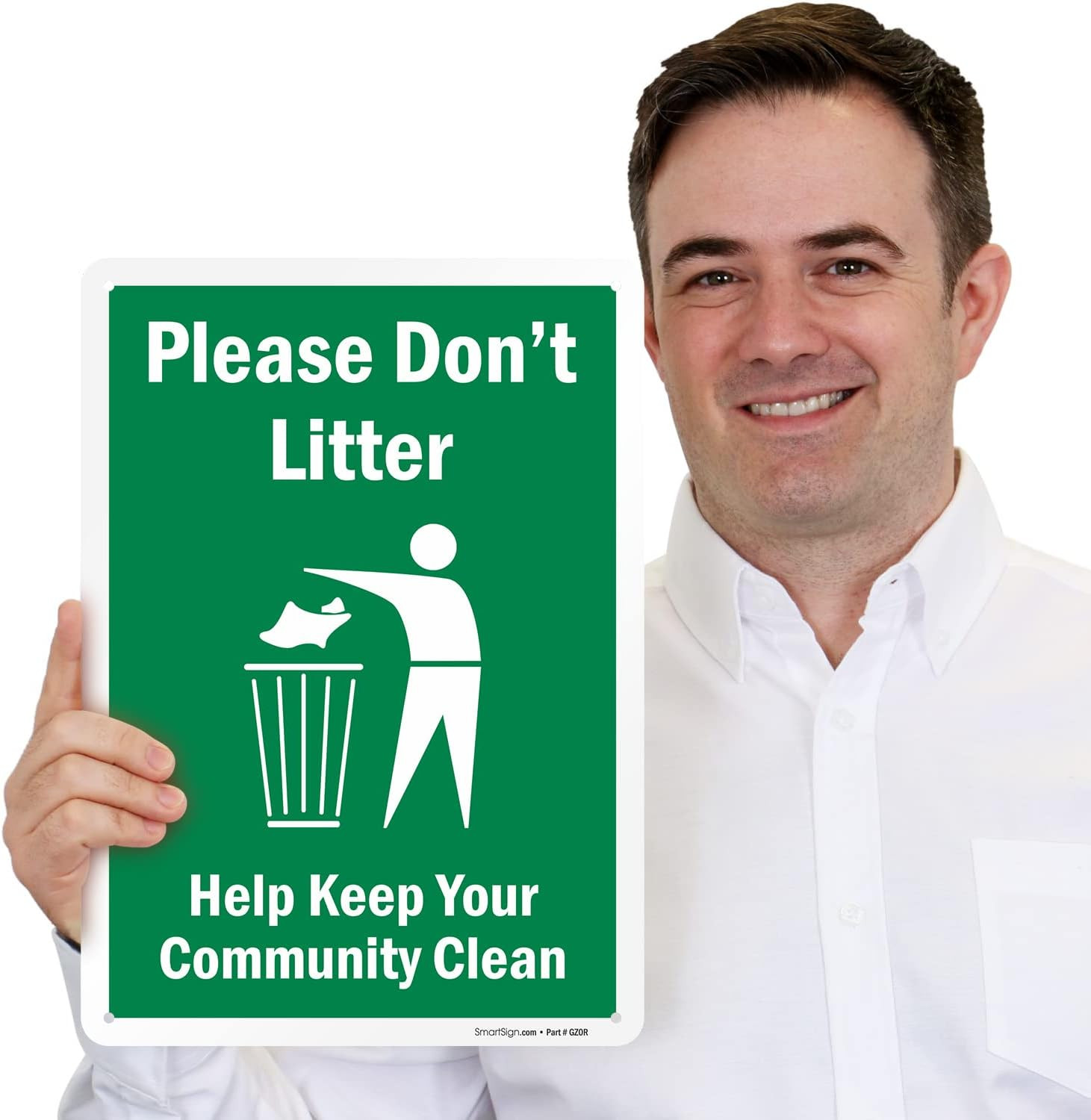 14 x 10 inch “Please Don&rsquo;t Litter – Help Keep Your Community Clean” Metal Sign,