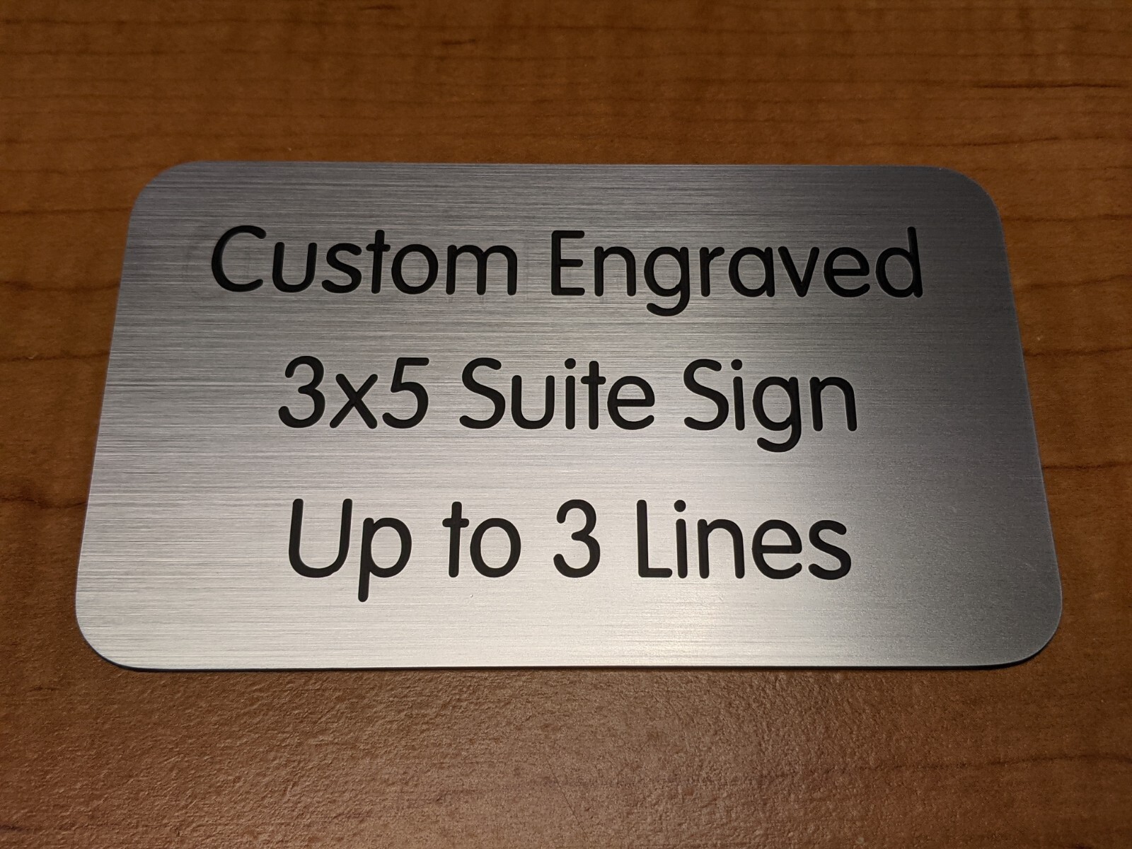 Custom Engraved 3×5 Brushed Silver Suite Sign Home Office Small Wall Door Plaque