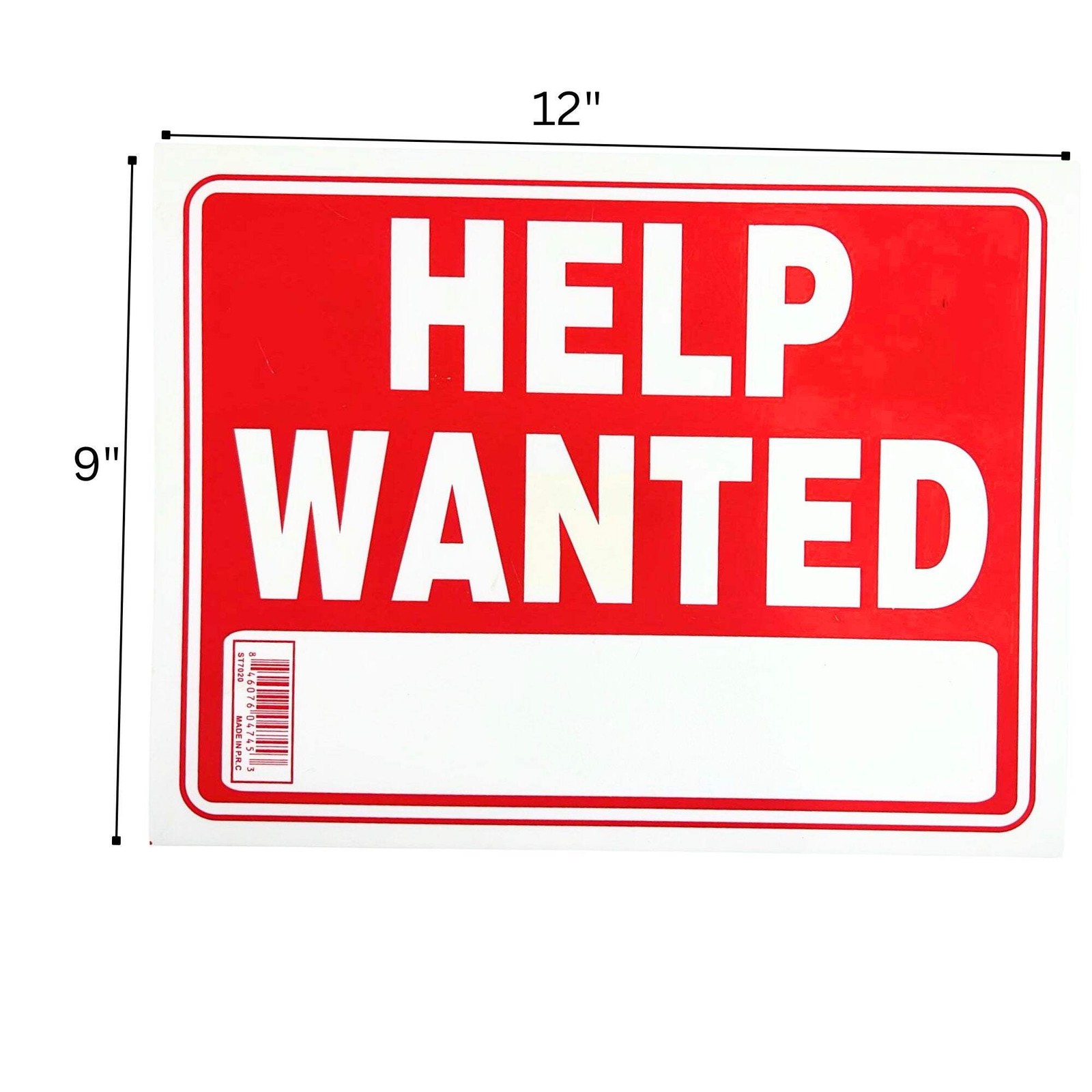 9&Prime;X12&Prime; « HELP WANTED » Plastic Signage Sign-1CT