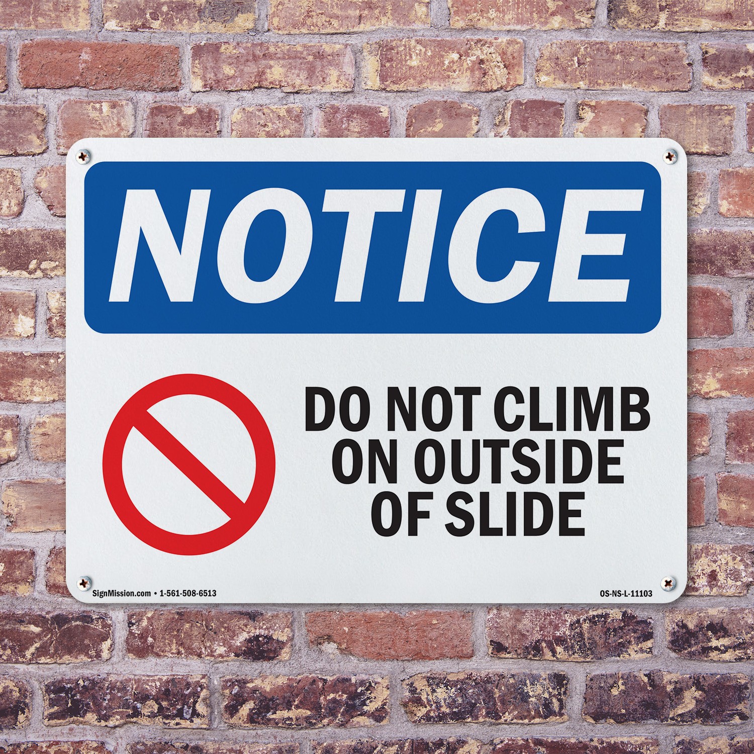 Do Not Climb On Outside Of Slide OSHA Notice Sign Metal, Decal – 5 or 10 Pack