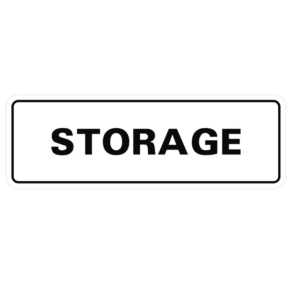 Standard STORAGE Door/Wall Sign – White – Small 1 Pack