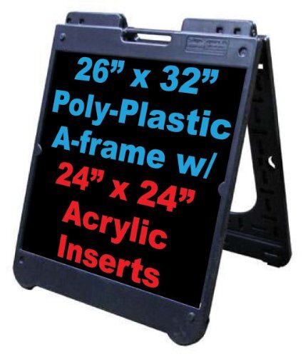 Poly A-Frame 26&Prime;x32&Prime; Double Sided Sidewalk Sign w/Black Acrylic Panels