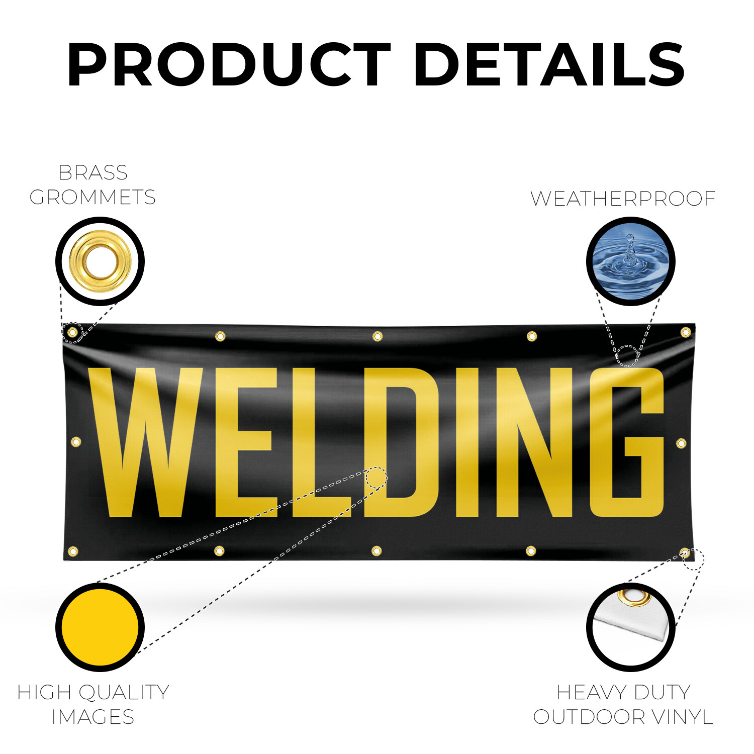 Welding 13 oz Vinyl Banner Sign with Metal Grommets Heavy-Duty Single-Sided