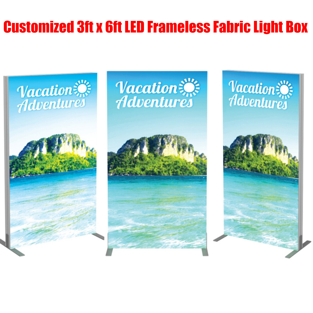 3&prime; x 6&prime; Customizable LED Frameless Fabric Light Box Banner Stand For Trade Show