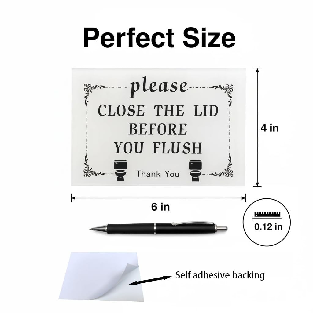 Please Close The Lid Before You Flush Sign Small Bathroom Toilet 6×4 Inches