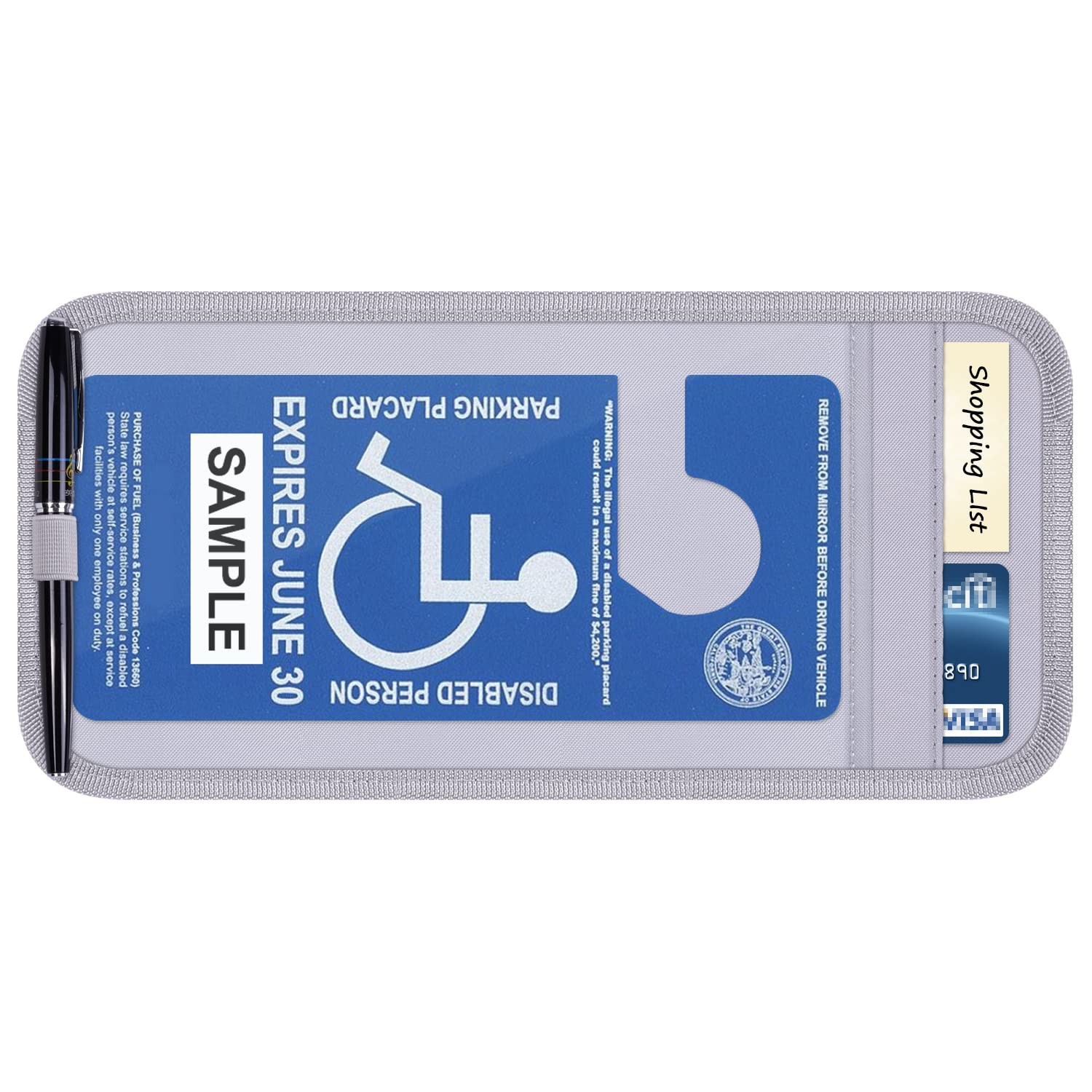 Handicap Placard Holder for Auto, Wisdompro Disabled Parking Permit Sign Gray