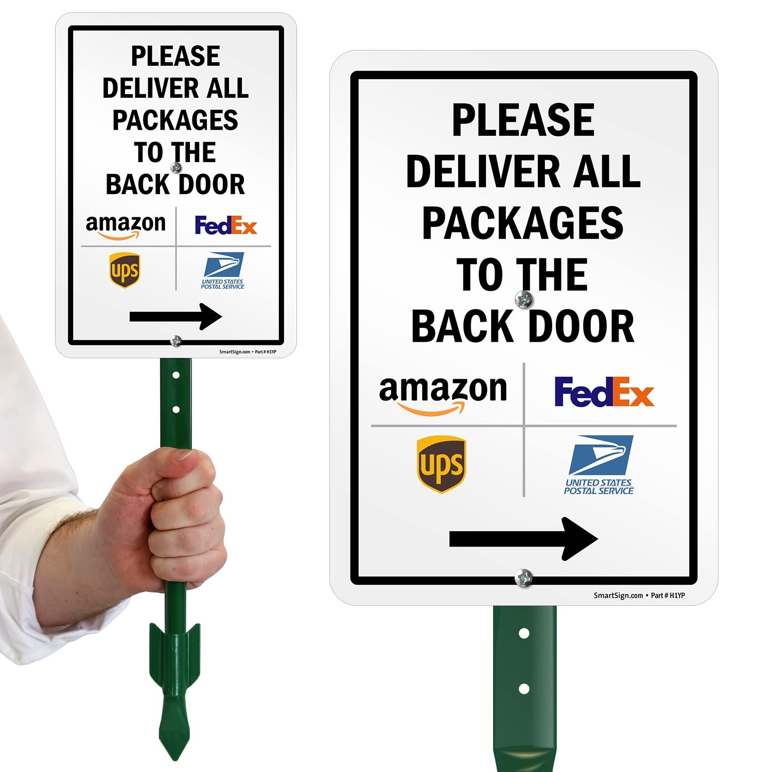 10 x 7 inch “Please Deliver All Packages to The Back Door” Right Arrow Yard S…