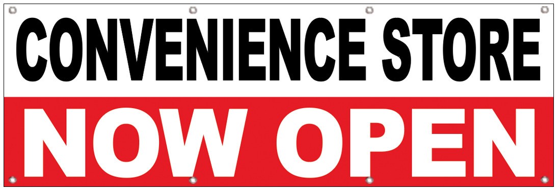 2×6 Feet CONVENIENCE STORE NOW OPEN Banner Sign Polyester Fabric w/ Grommets wrb