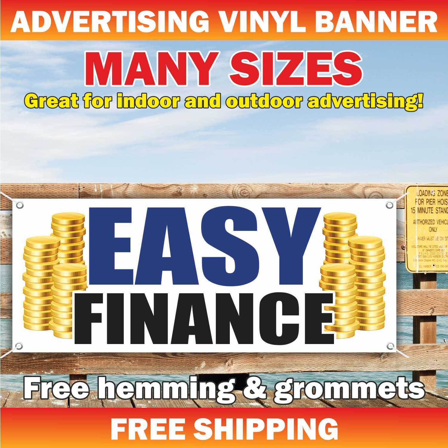 EASY FINANCE Advertising Banner Vinyl Sign Used Car Auto Sales Lot credit