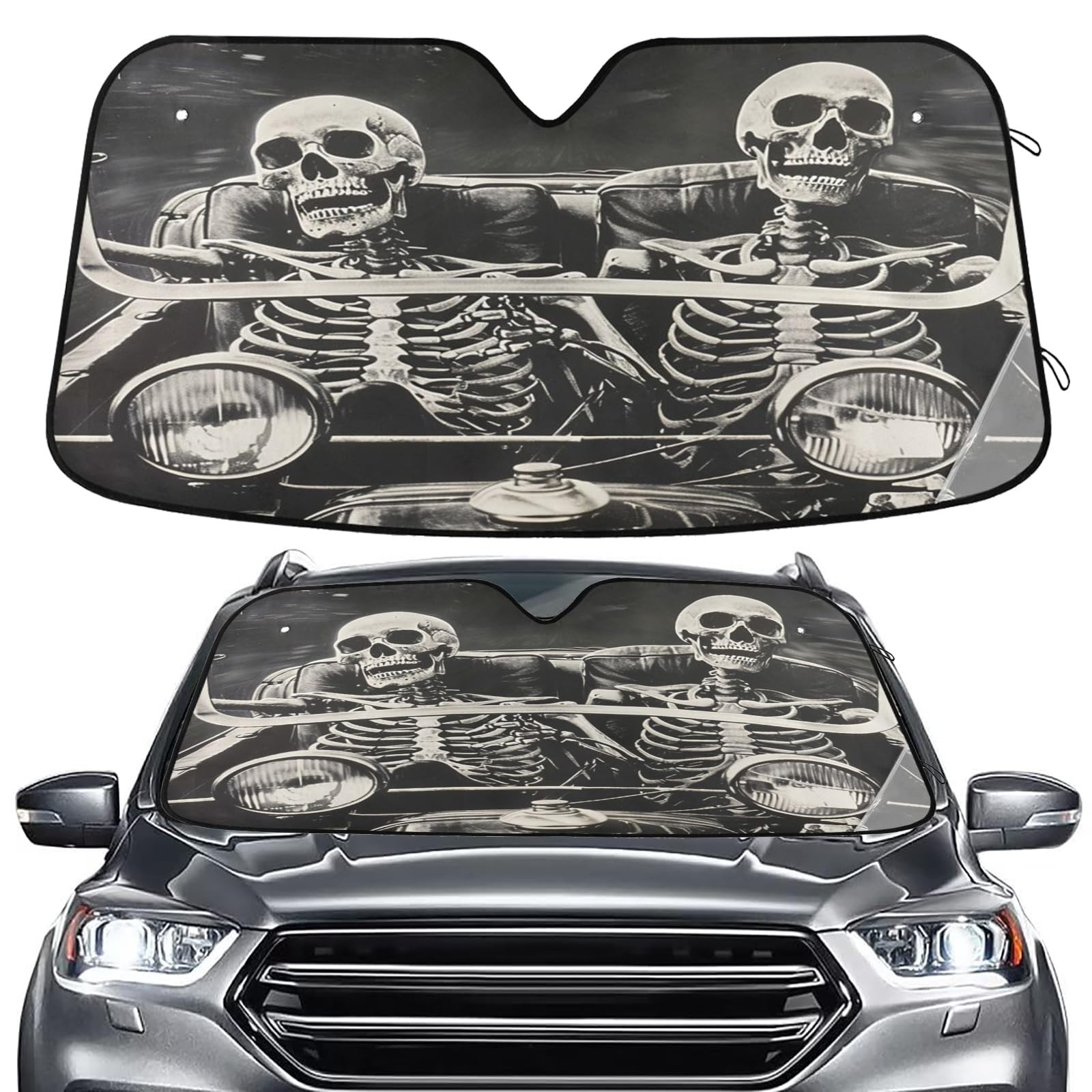 Funny Skeletons Windshield Sun Shade for Car Auto SUV Truck Foldable Front Wi…