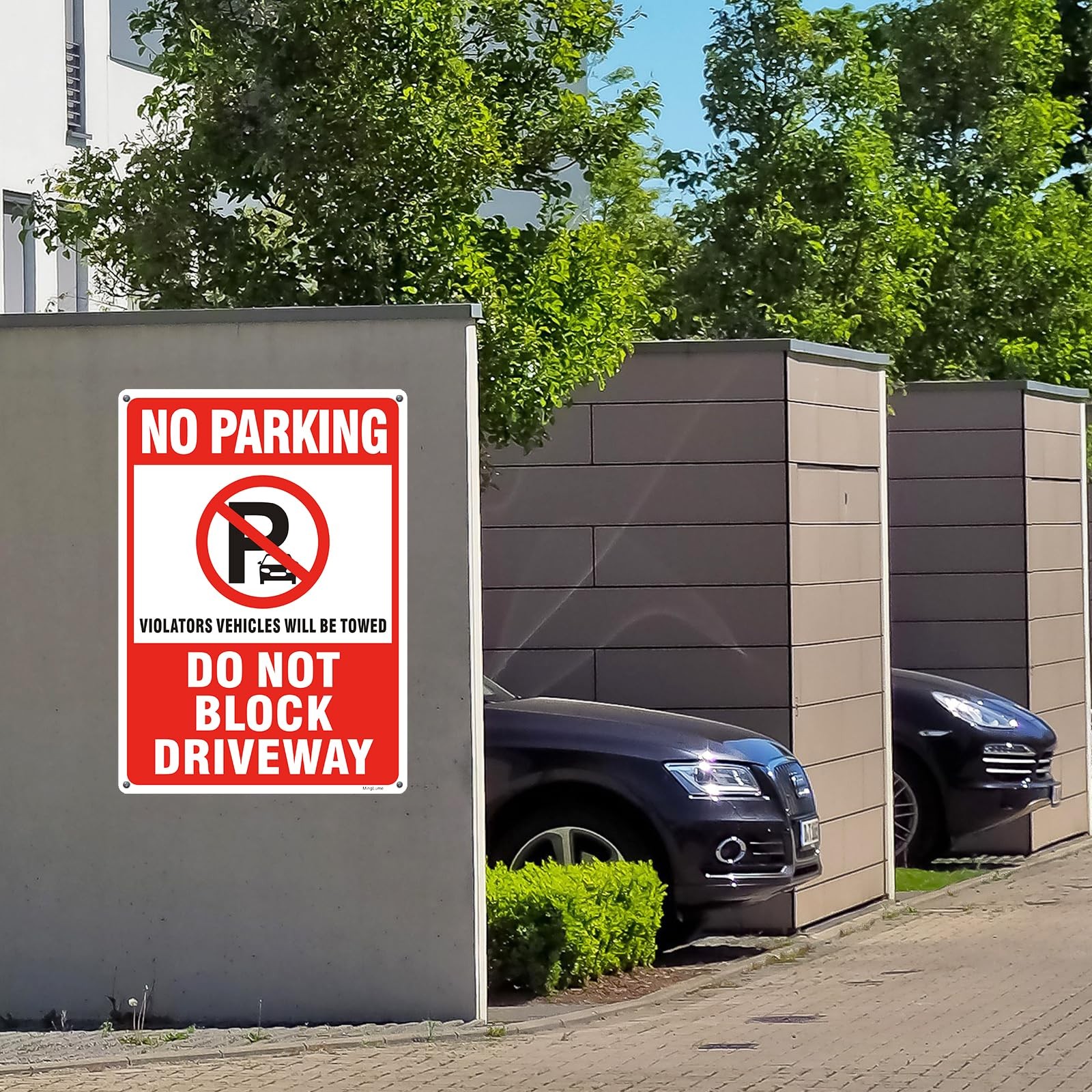 2 Pack No Parking Do Not Block Driveway Signs, 14 x 10 Inch Violators Vehicle…