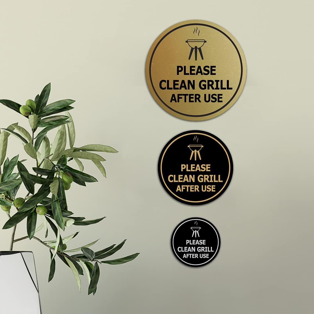 Circle Please Clean Grill after Use Sign – BBQ Cleaning Signage – Shared Living