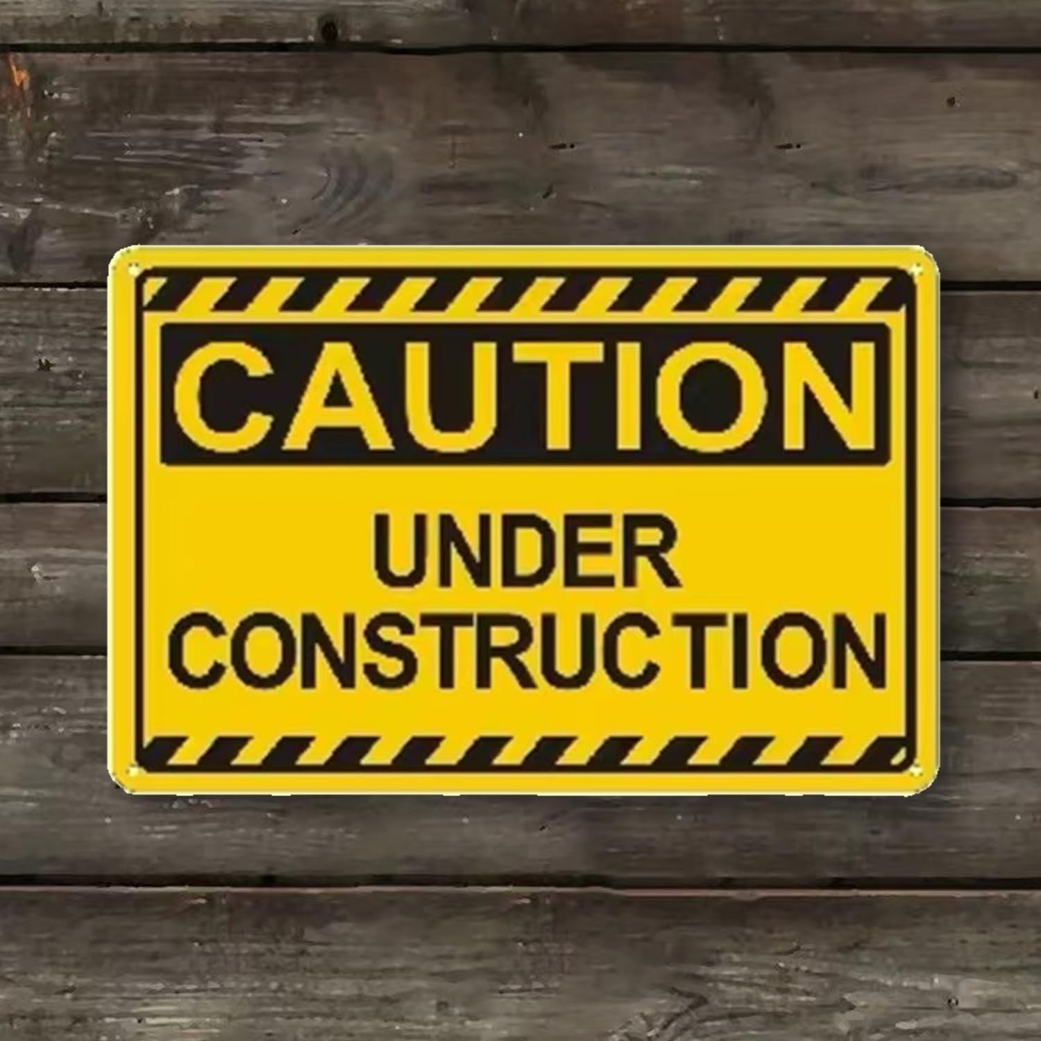 Under Construction Sign 12×8 Inch Caution Area Warning Metal Plates 2 PCS