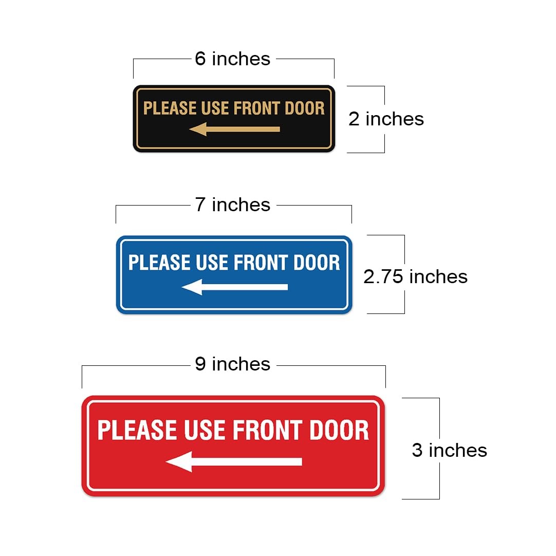 Standard Please Use Front Door Left Arrow Sign Large Black Gold Wall Marker