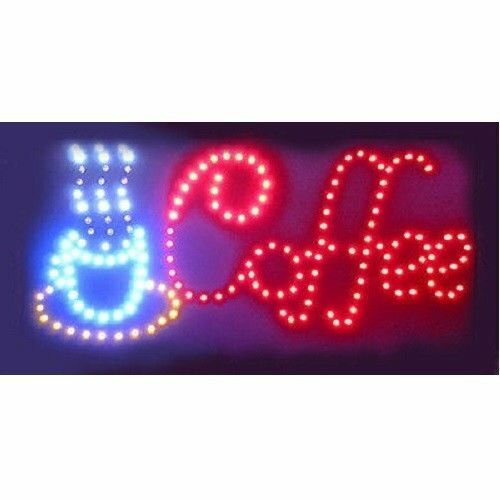 19in x 10in Animated Motion LED Restaurant Coffee SIGN Open Light Neon