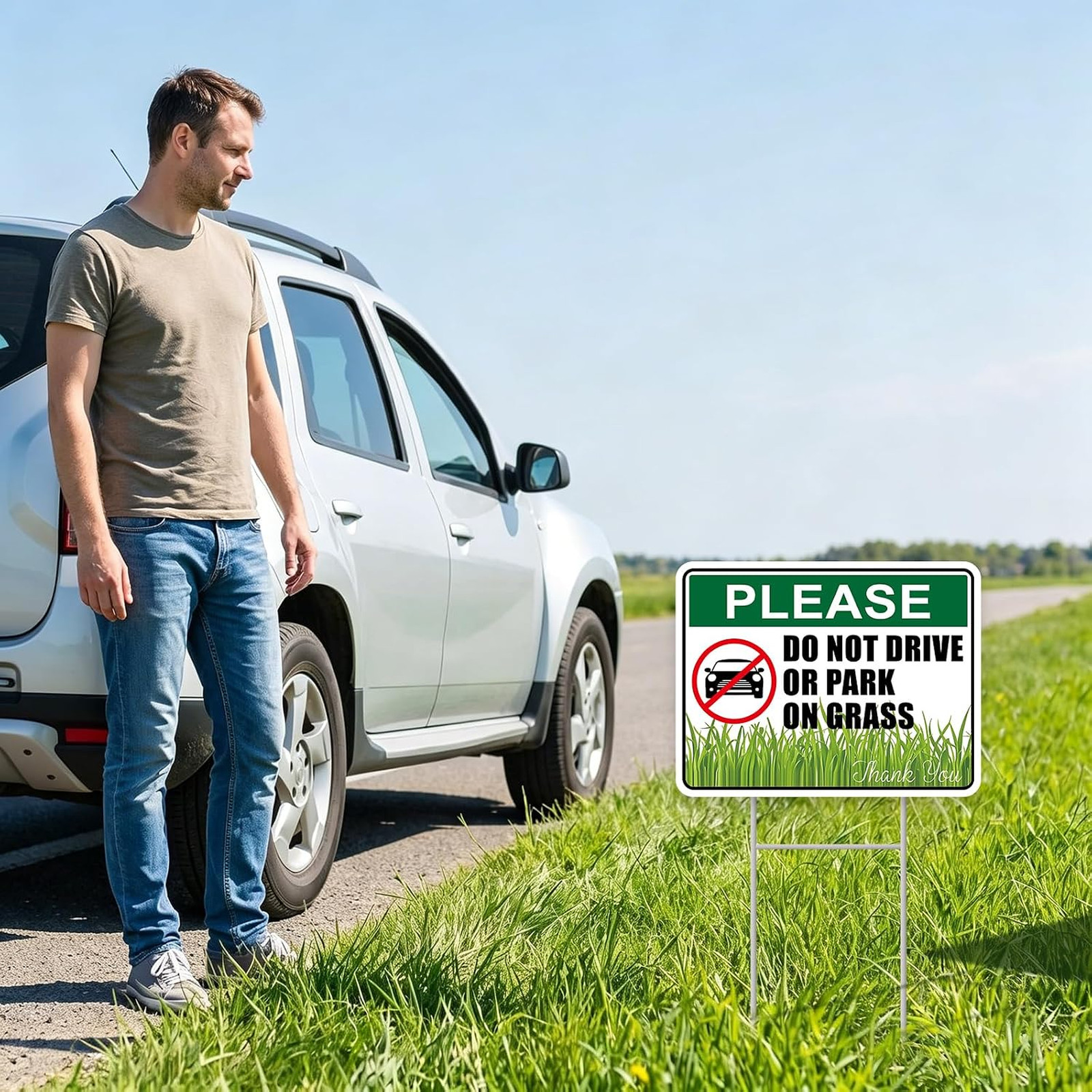 No Parking Signs With Stakes 13×10 Inches Double Sided Corrugated Plastic