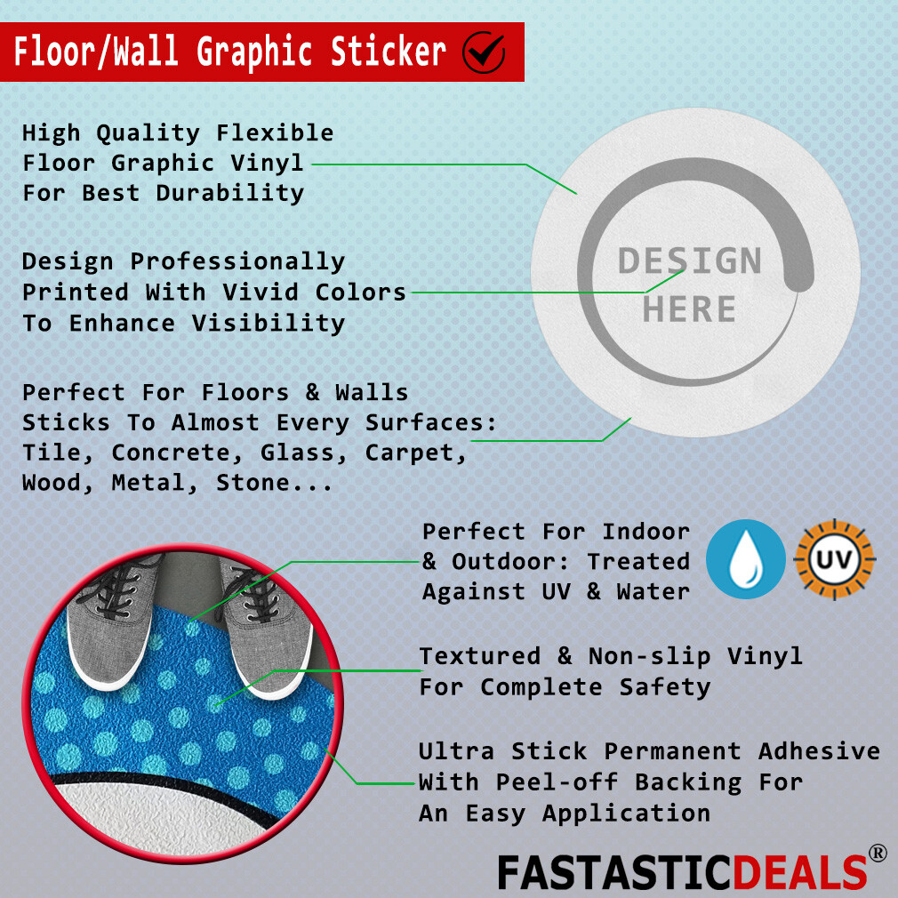 Floor Decals No Forklifts Beyond This Point Yellow Red Anti-Slip Round Shape
