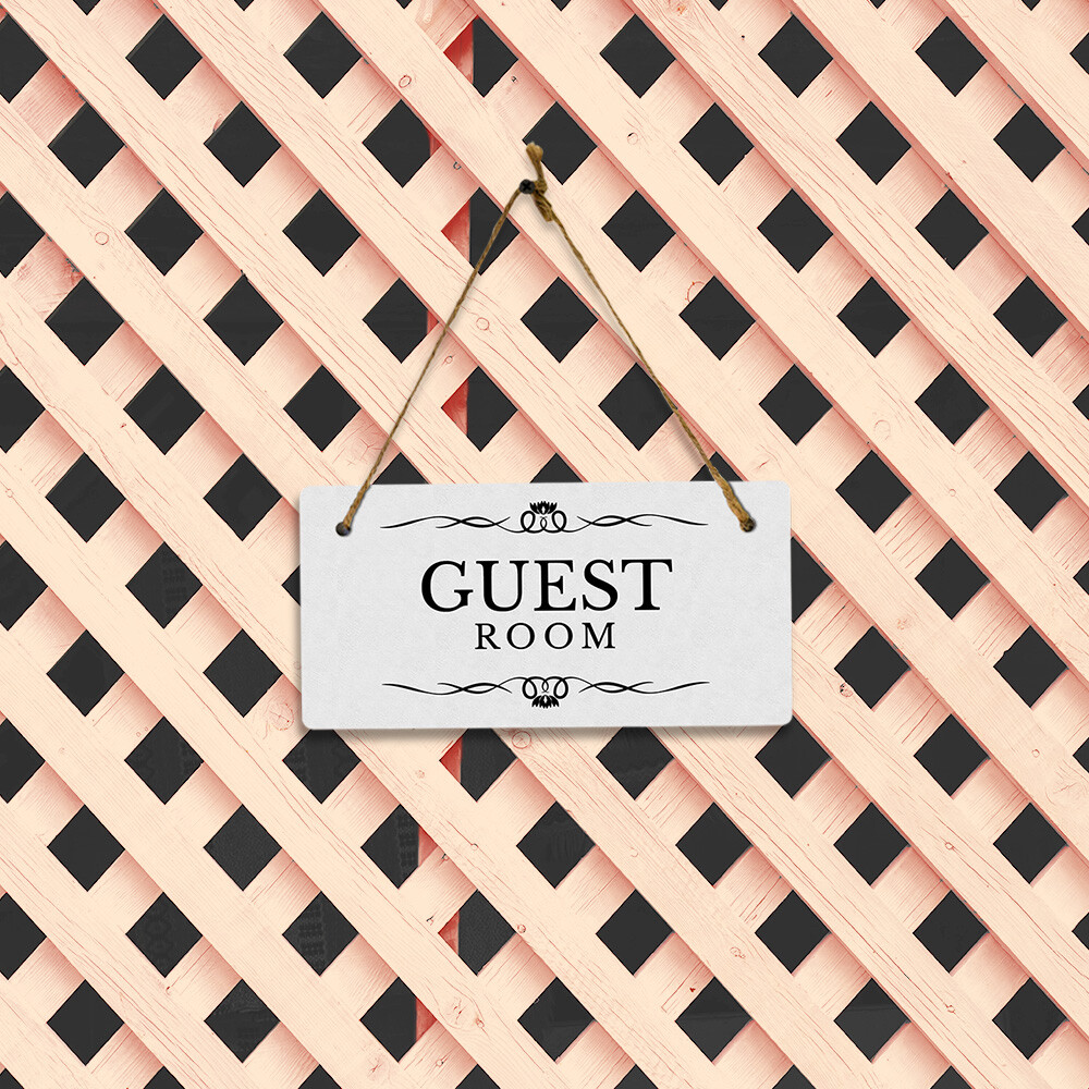 Guest Room 5×10 Hanging Plus Wall or Door Sign | Rustic Twine