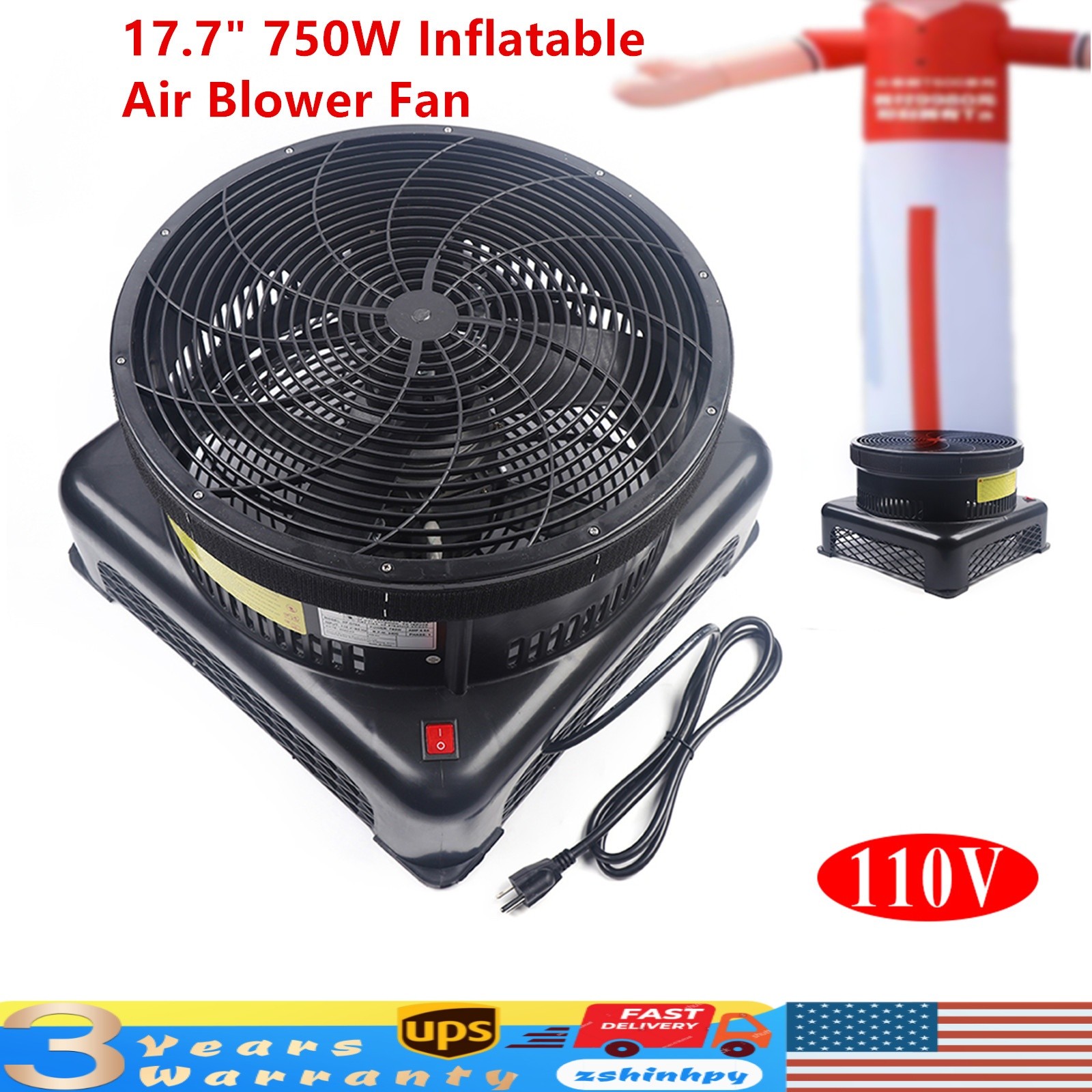 750W 18inch Air Blower Fan For Inflatable Sky Puppet Wavy Tube Man Dancing Doll