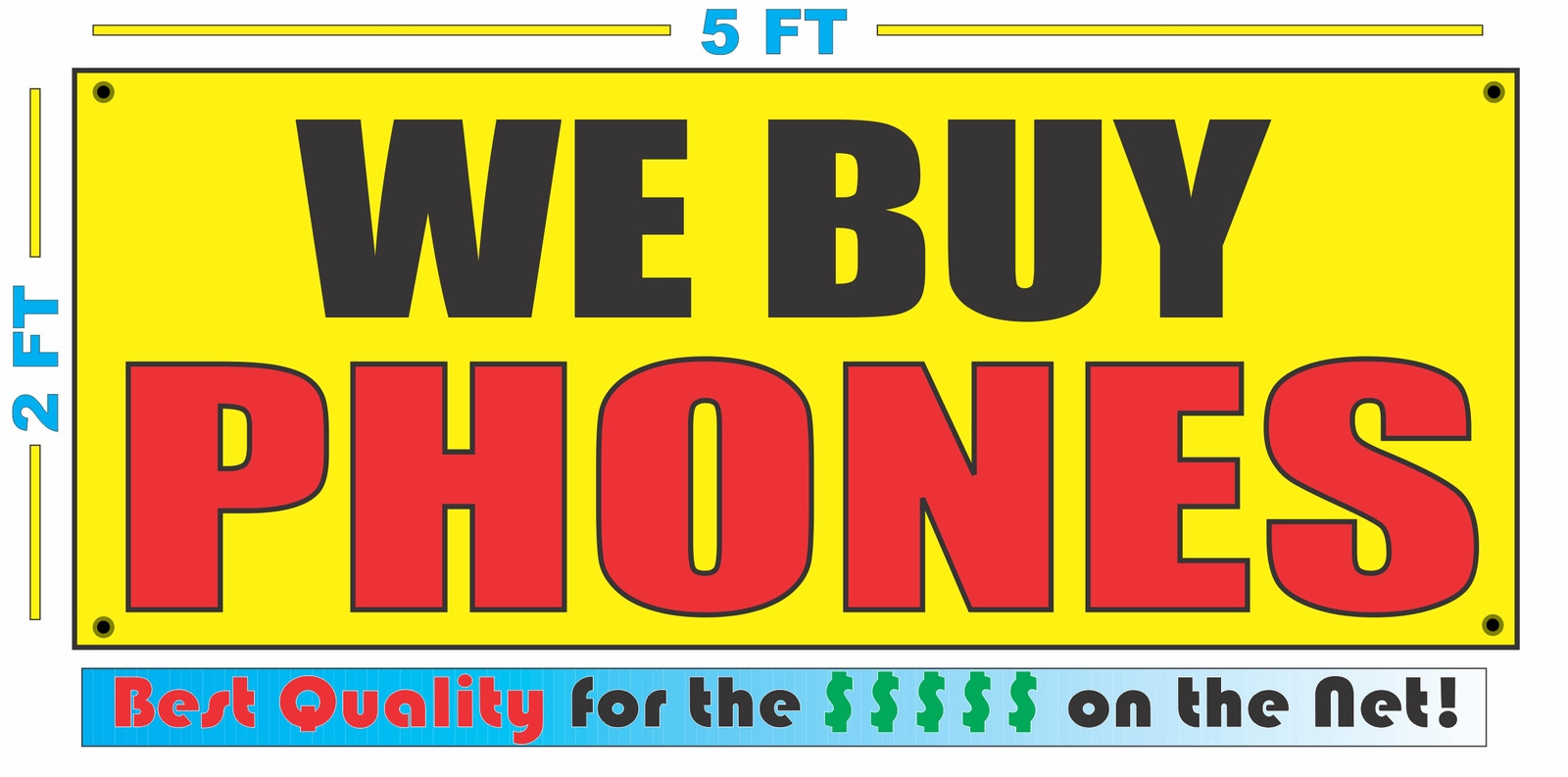 WE BUY PHONES Banner Sign Yellow with Red & Black