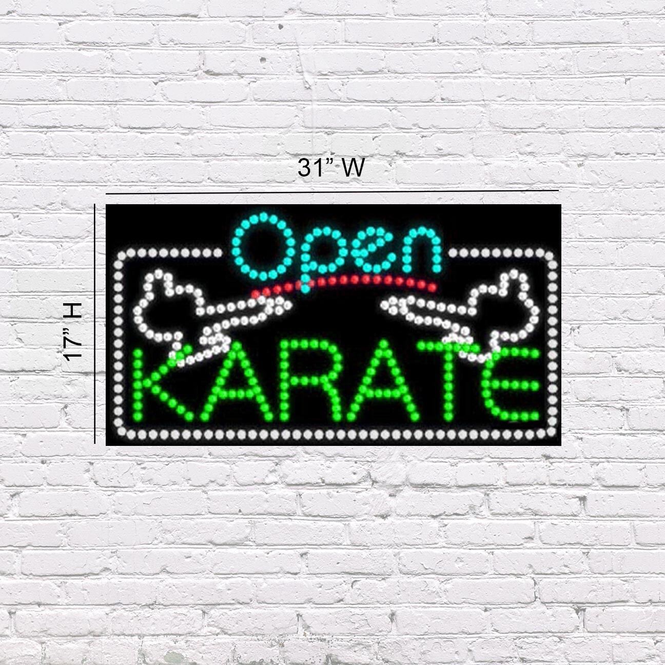 LED Open Karate | Light-up Sign | 31&Prime;W x 17&Prime;H x 2&Prime;D