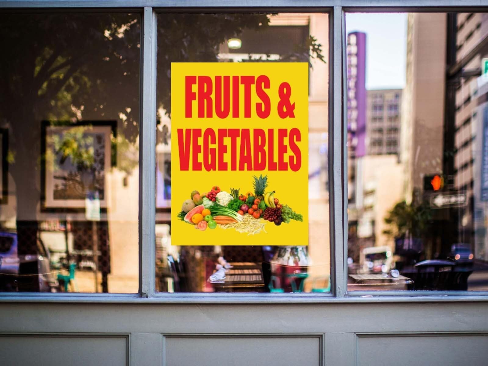 Fruits & Vegetables | Retail Window Display Sign | 18&Prime;W x 24&Prime;H