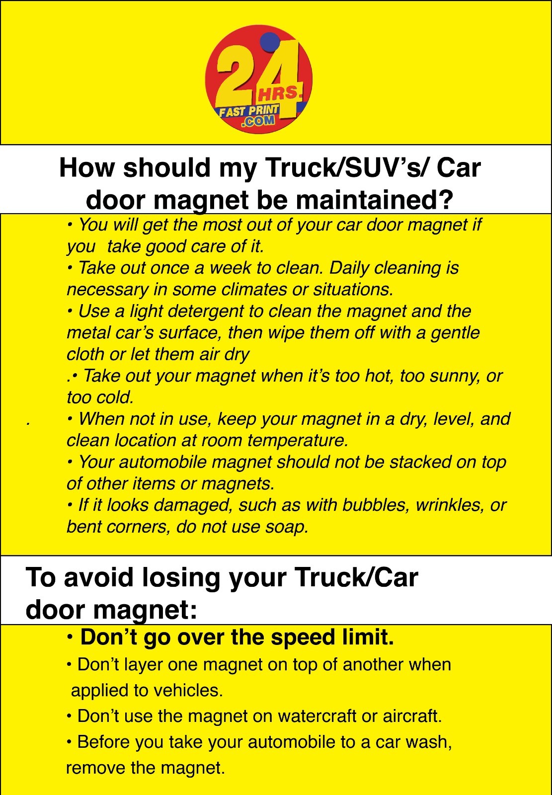 2 PER SETS – 12×18 IN CUSTOM CAR MAGNET MAGNETIC AUTO TRUCK SIGN MADE IN THE USA