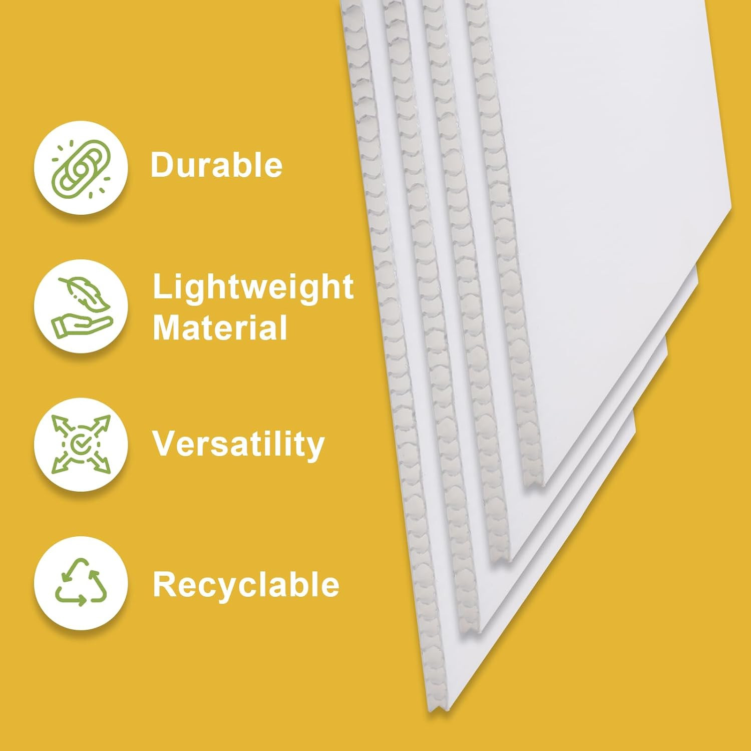 24X36 Corrugated Plastic Board, 3 Pack Coroplast Plastic Sheet, 3/16 Inch Thick