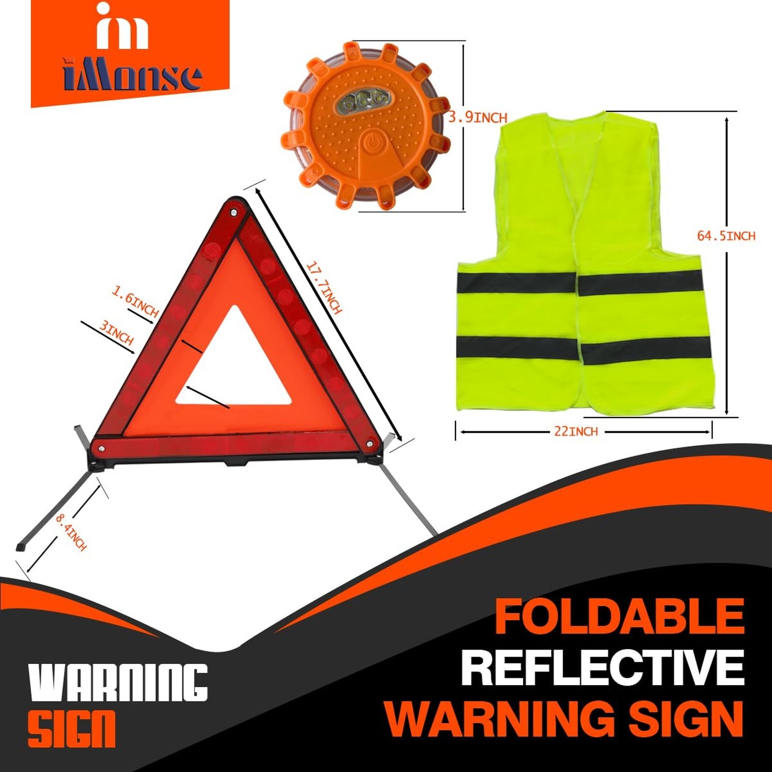 Warning Safety Triangle Kit, Emergency Roadside Warning Reflective Triangle 2…