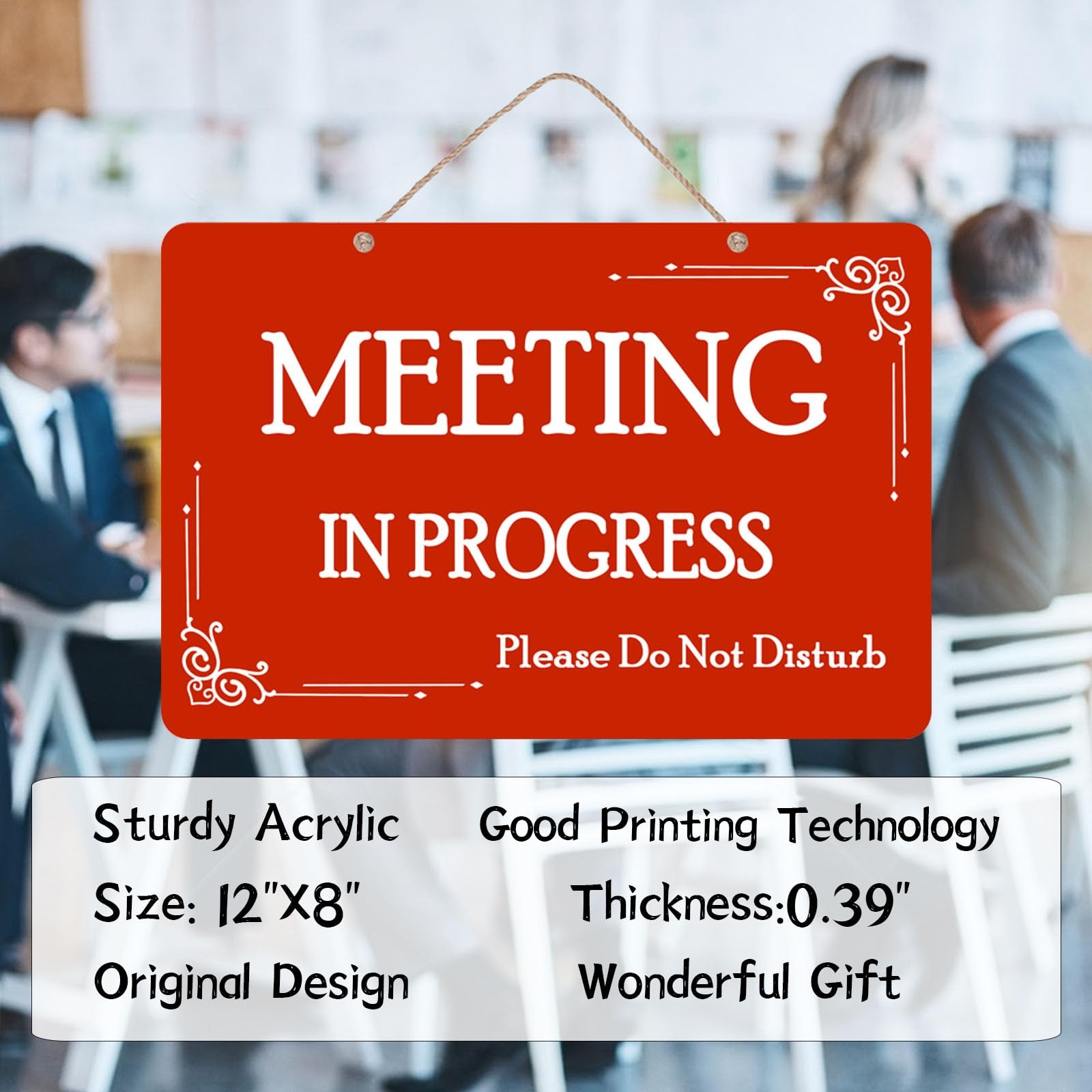 12×8 Inch Meeting in Progress Do Not Disturb Office Door Sign Acrylic