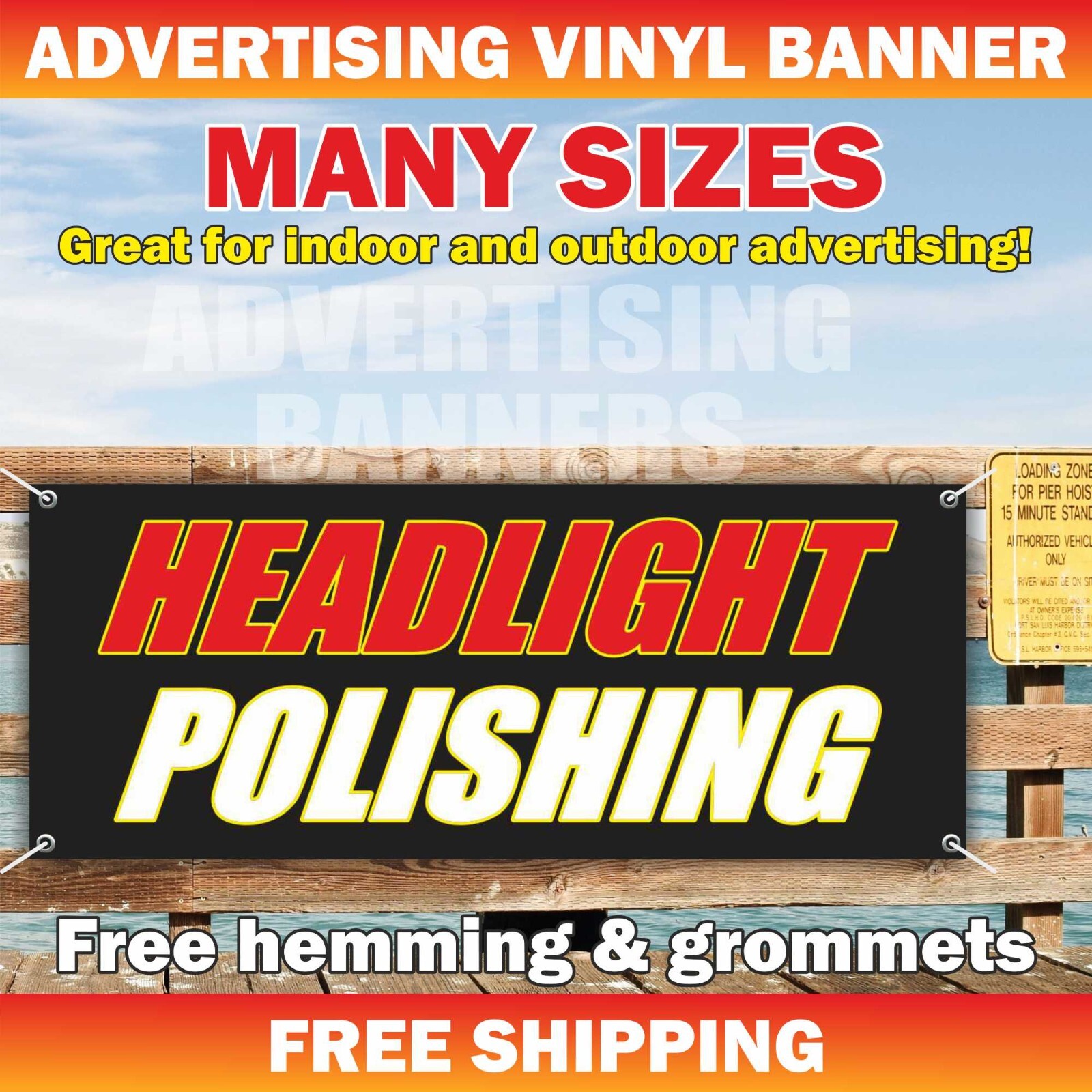 HEADLAMP POLISHING Lemonade Advertising Banner Vinyl Mesh Sign Auto Body Detail