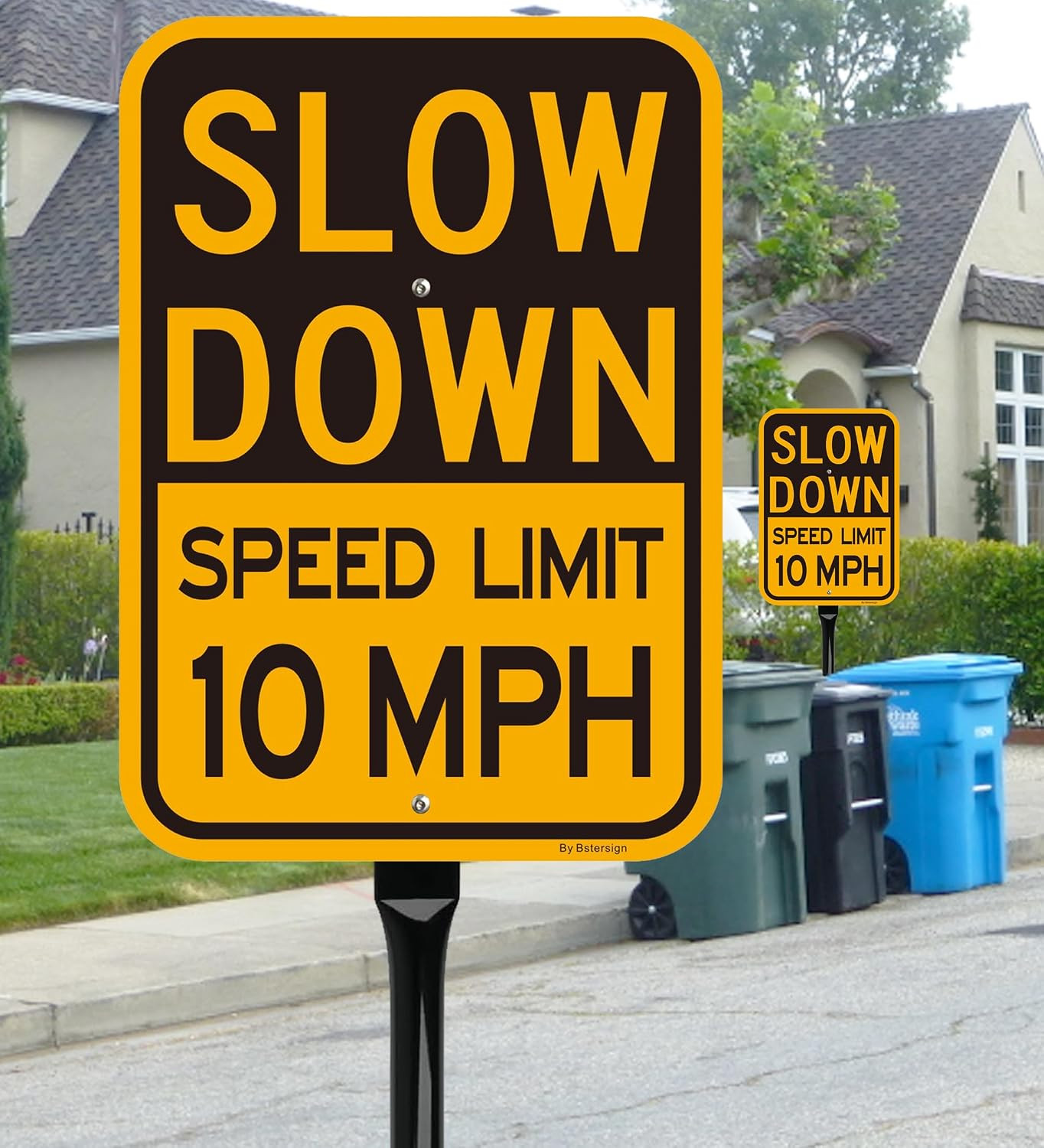 2Pack Slow down Speed Limit 10MPH Sign with 36 Inch Heavy Metal Stake, 14 X 10 I