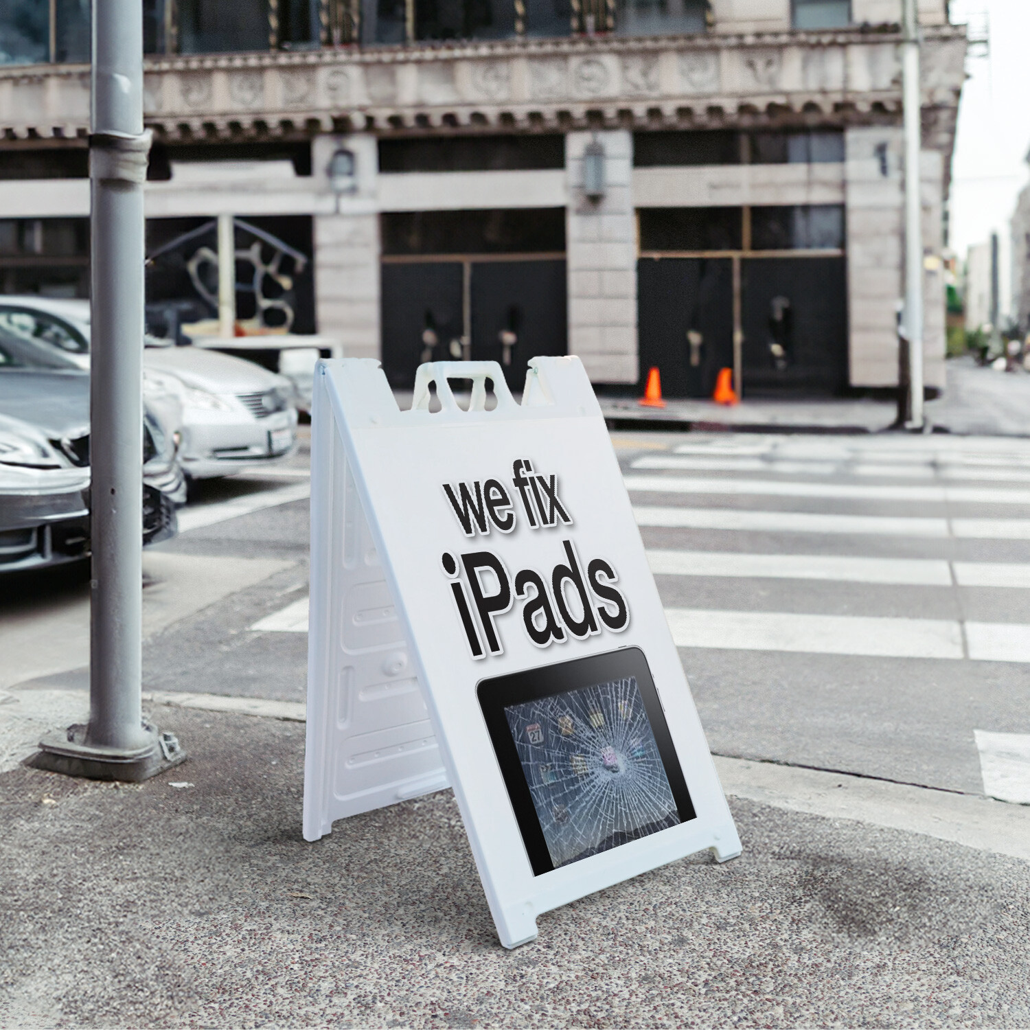 A-frame Sidewalk We Fix Ipads 24&Prime; x 36&Prime; Double Sided A-Frame Sidewalk Sign