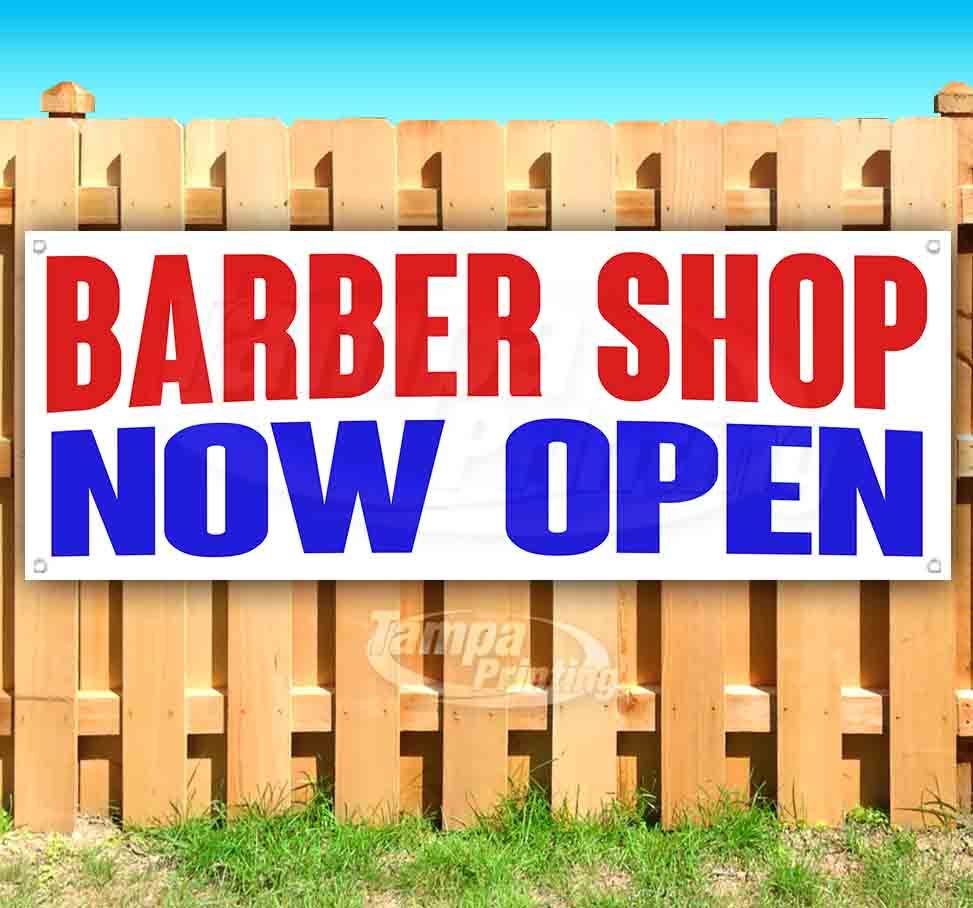 BARBER SHOP NOW OPEN Advertising Vinyl Banner Flag Sign Many Sizes