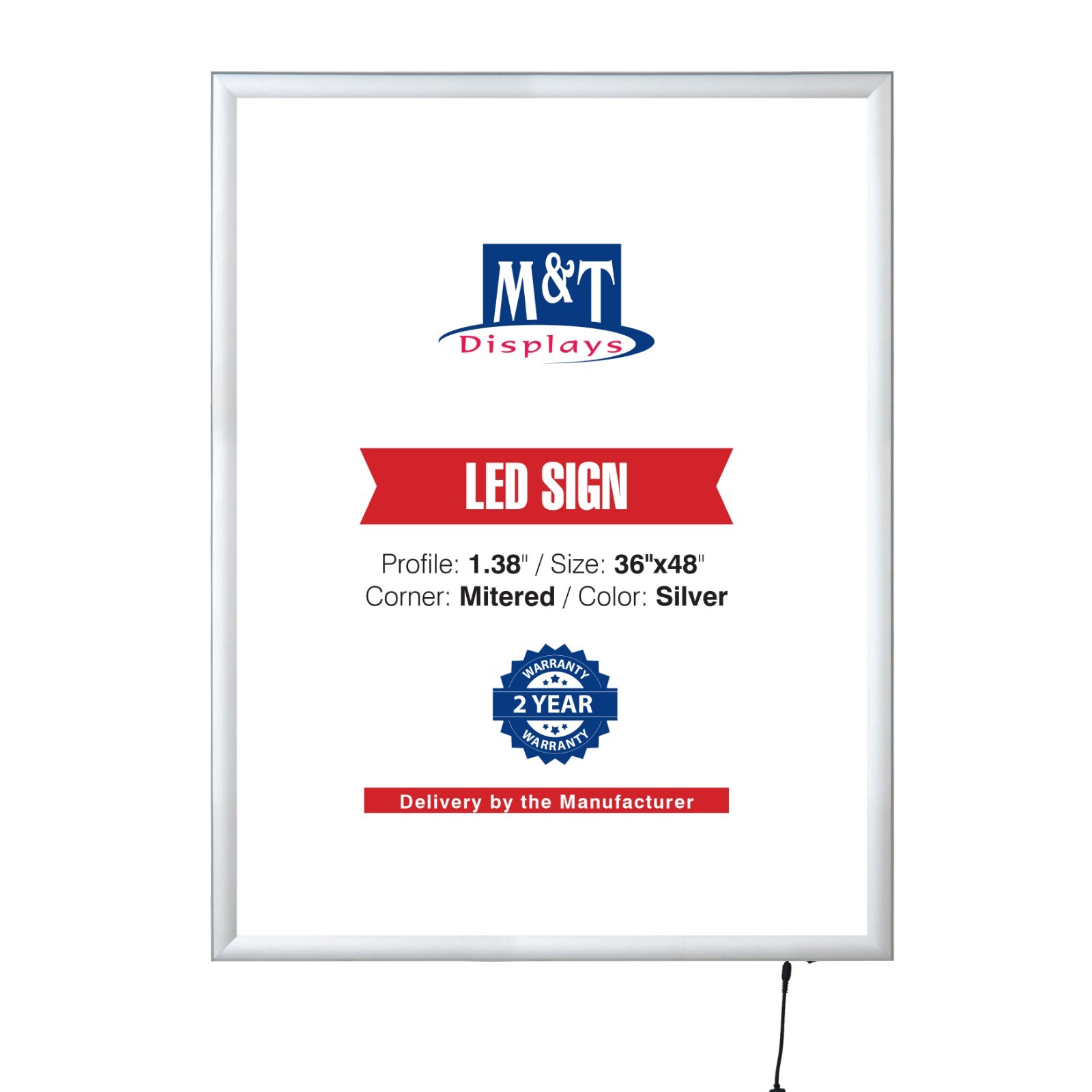 Smart LED Backlit Poster Frame 36×48&Prime; � Front Loading Silver Aluminum Anti-Glare
