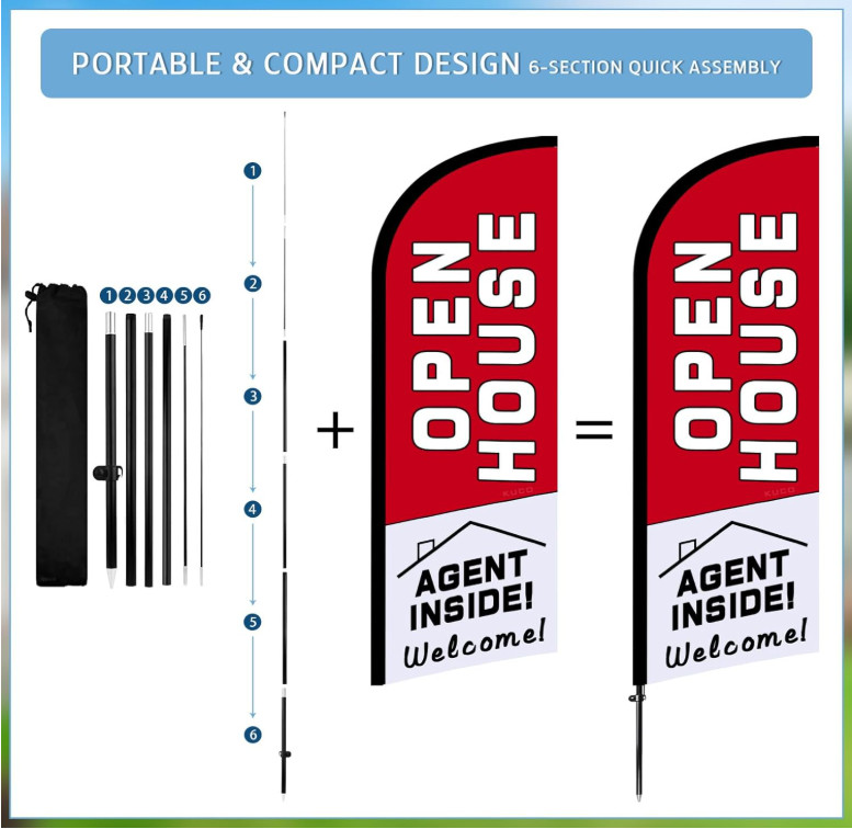 45 Pcs Open House Signs for Real Estate Kit, 1 Open House Flag, 9 Double-Sided..