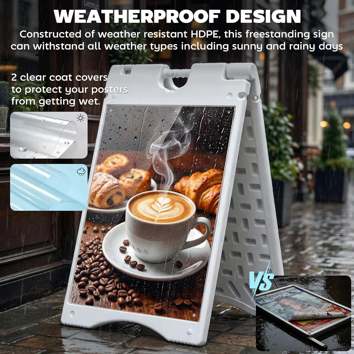 a Frame Sandwich Board Signs Outdoor 22&Prime; X 28&Prime; Sidewalk Sign with Weighted Tank