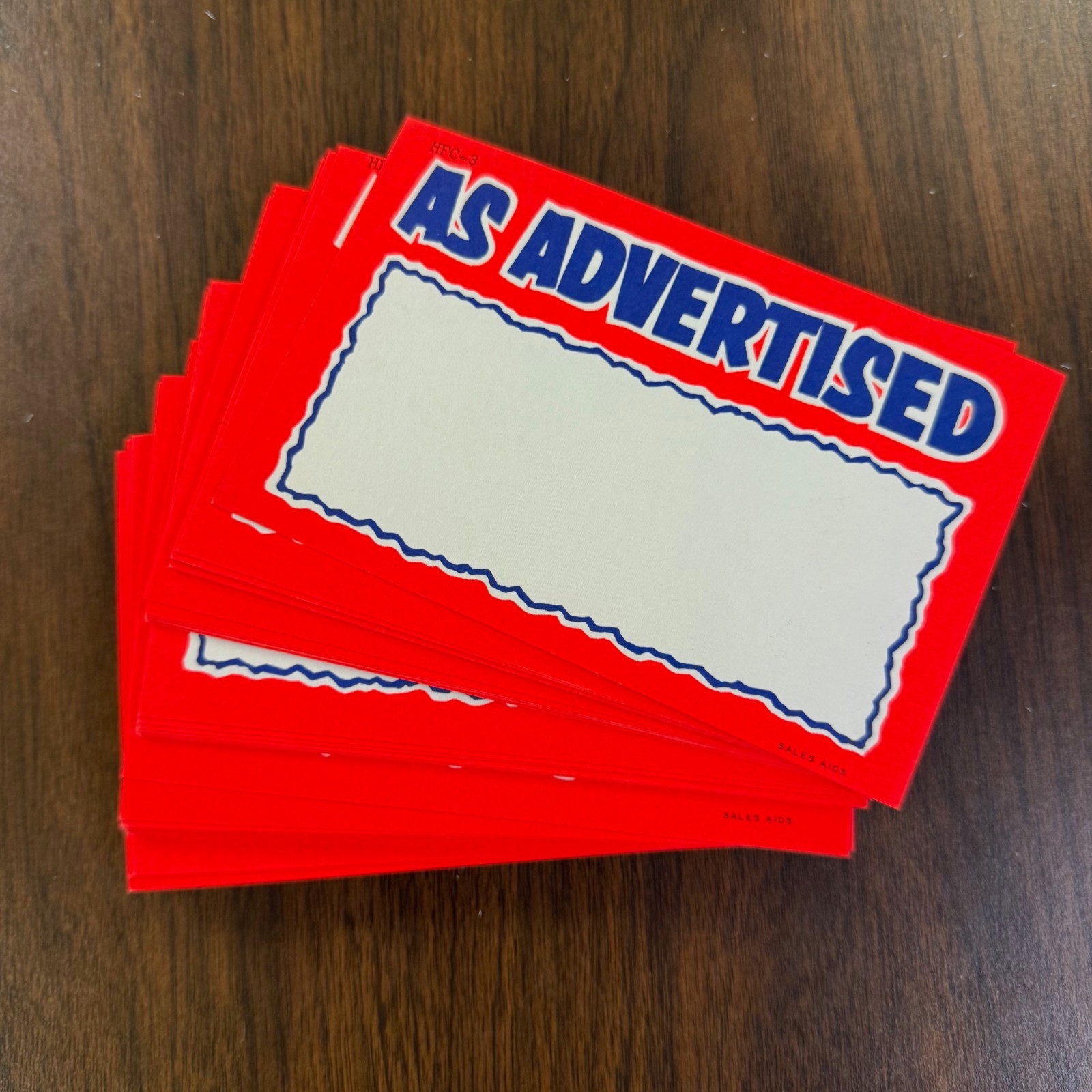 100 Pieces- 3.5&Prime; x 5.5&Prime; As Advertised Burst Price Cards Shelf Signs