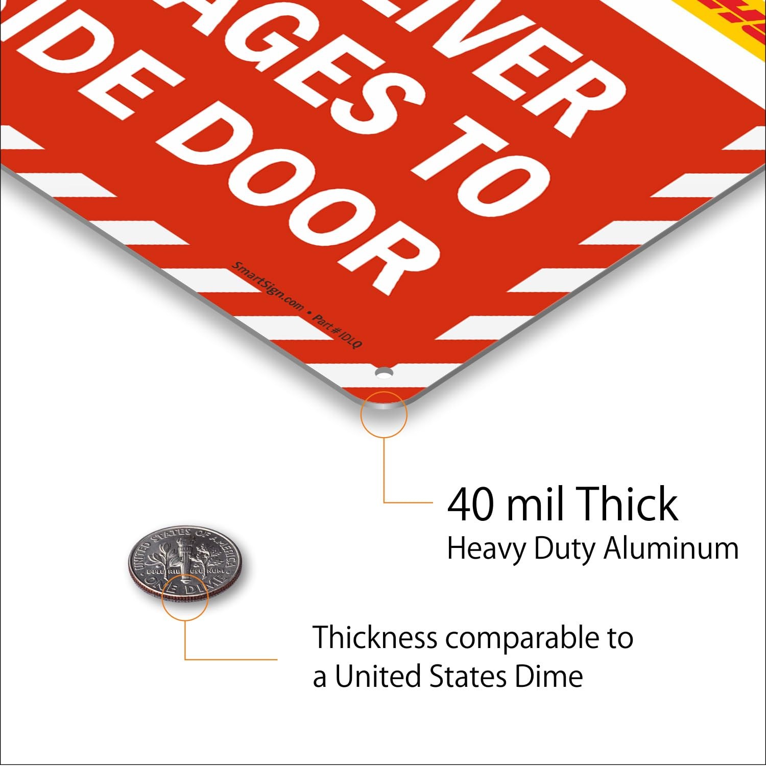 14×10 Inch Metal Delivery Sign Deliver All Packages To Side Door Left Arrow