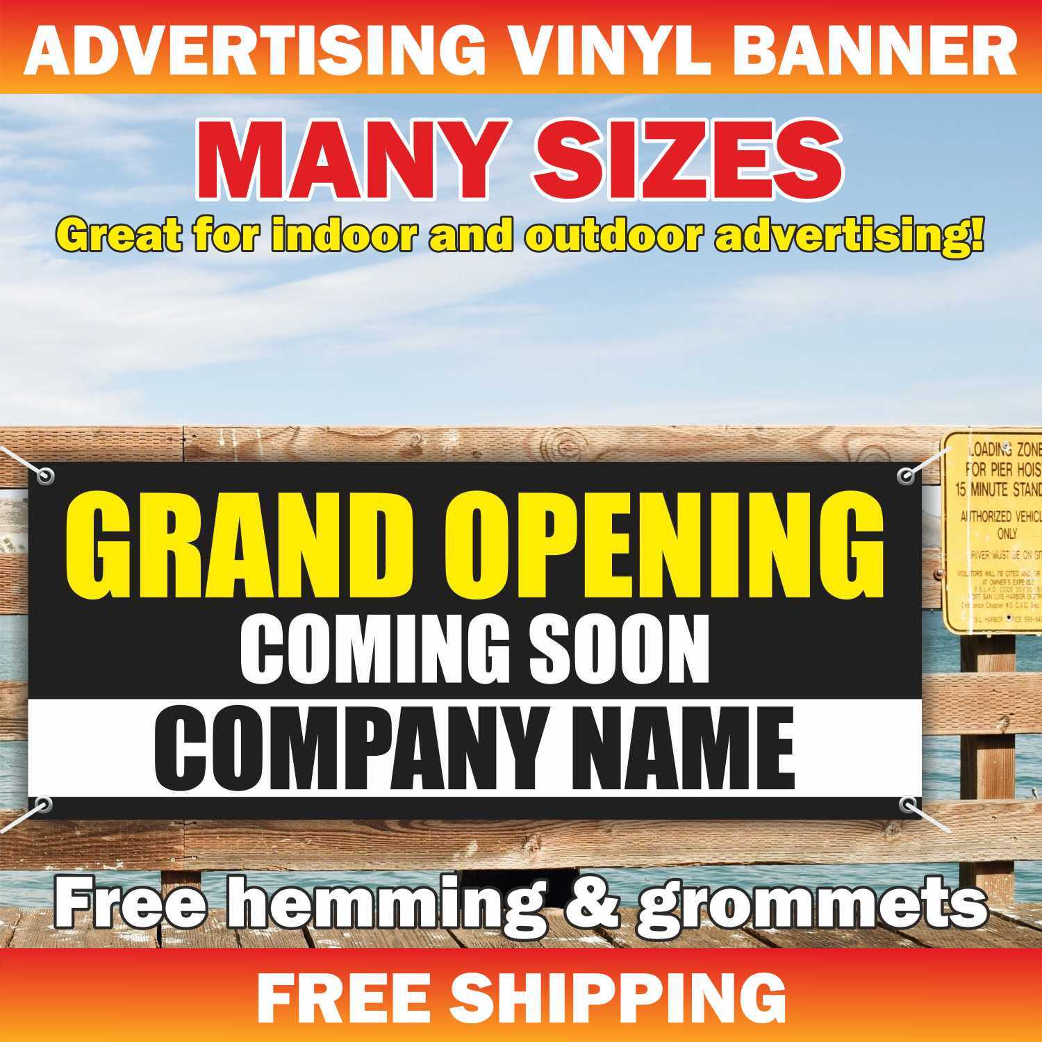 GRAND OPENING Advertising Banner Vinyl Mesh Sign COMING SOON COMPANY NAME open