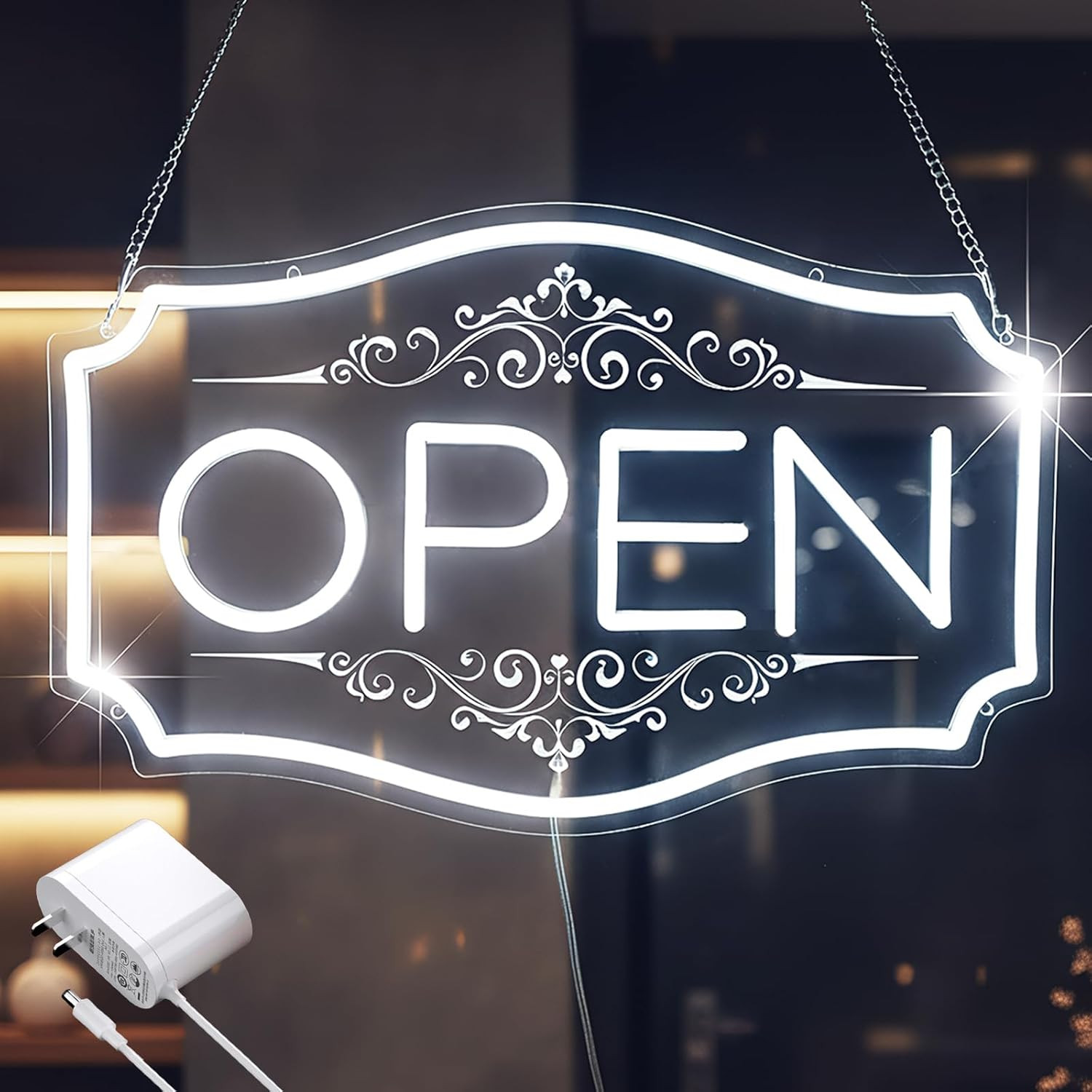 Bright LED Open Sign 22&Prime; x 13&Prime; – Dimmable Neon for Storefronts & Windows