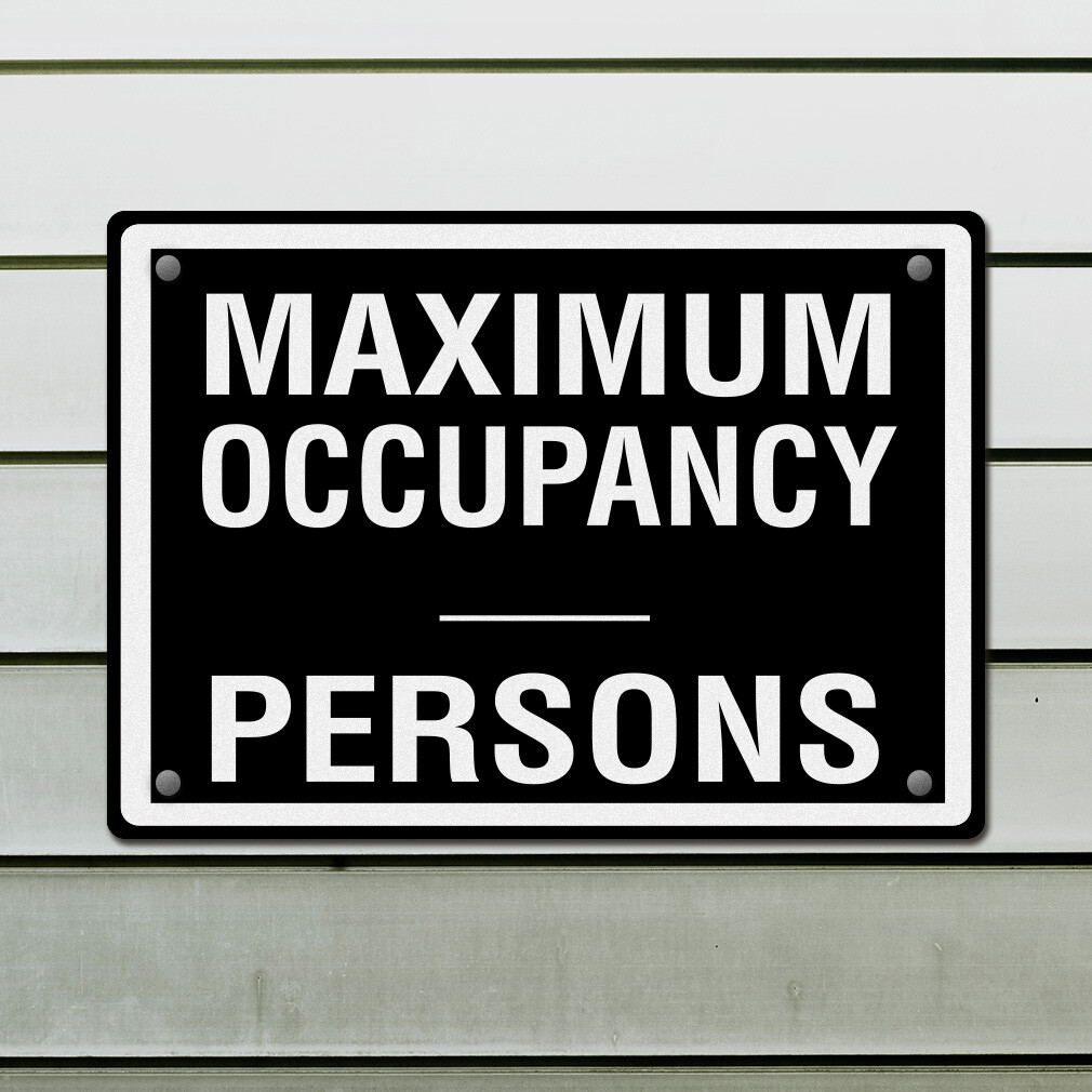 Horizontal Metal Sign Maximum Occupancy Persons Activity Pool White Rules