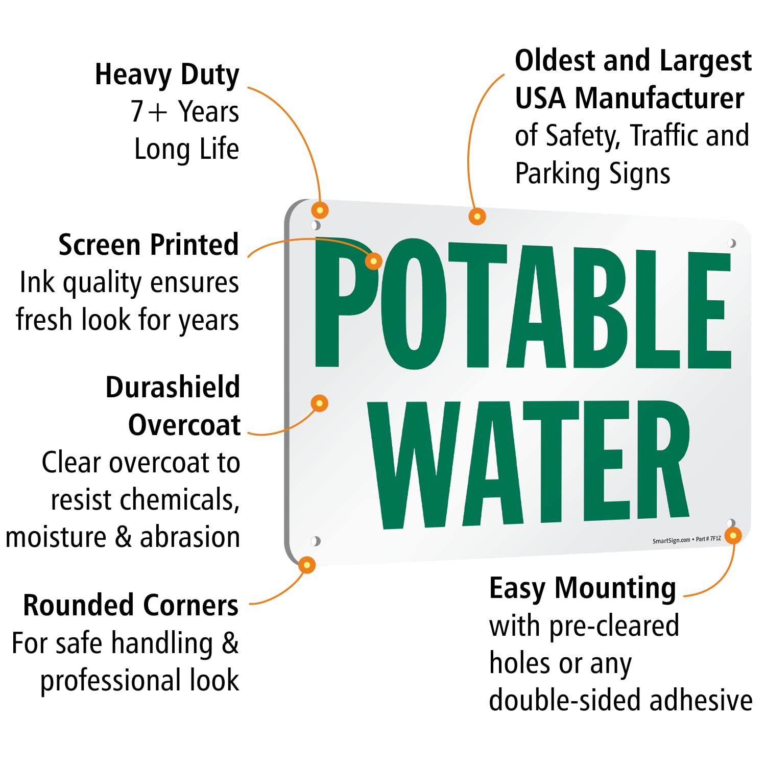 « Potable Water » Sign | 7&Prime; x 10&Prime; Aluminum