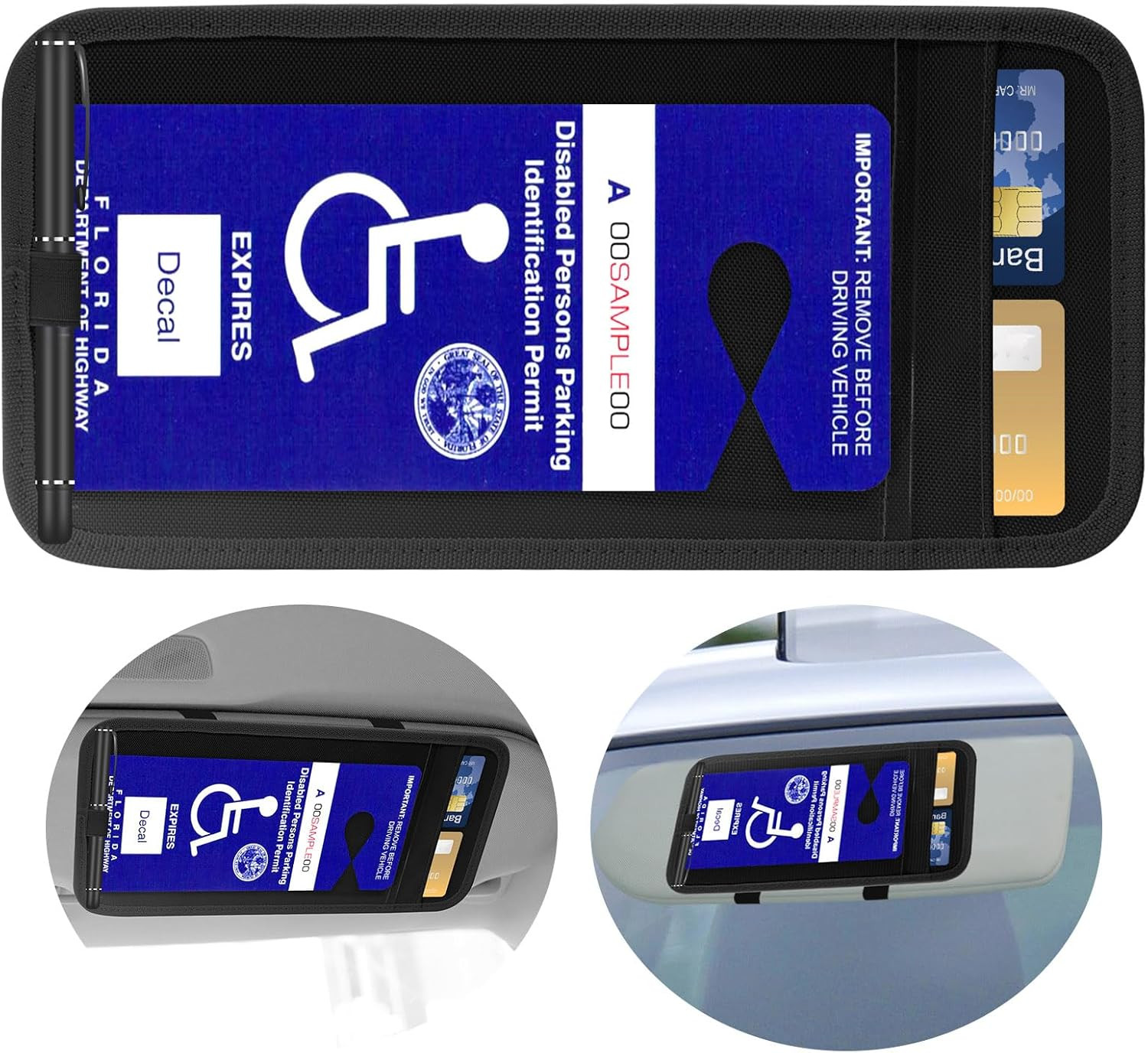 Handicap Placard Holder for Car, Disabled Parking Permit Sign Protector for Car