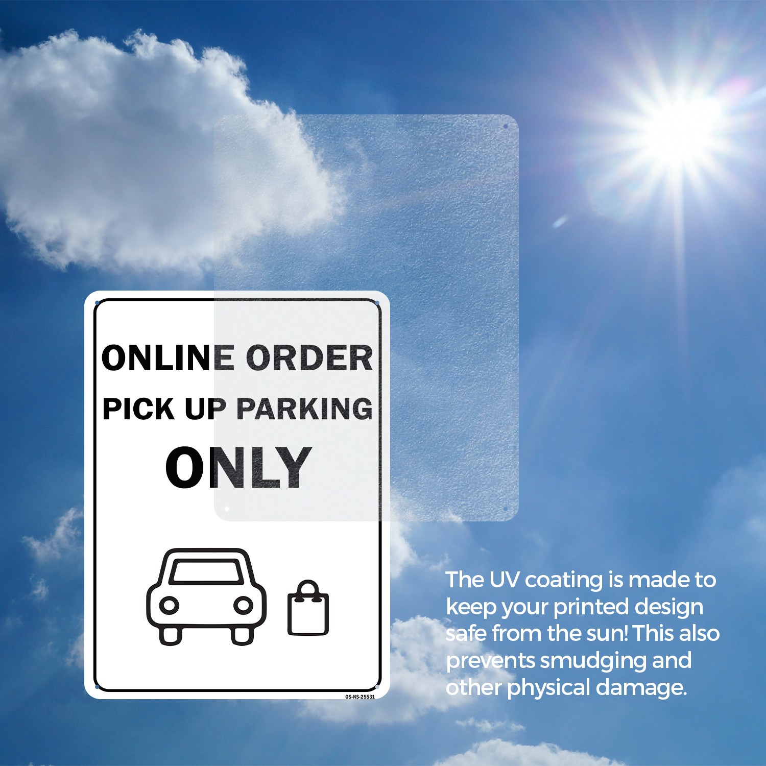 Online Order Pick Up Parking Only Public Safety Sign Or Decal – 5 or 10 Pack