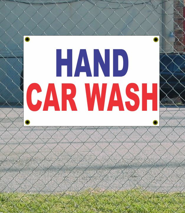 2×3 HAND CAR WASH Red White & Blue Banner Sign NEW Discount Size & Price